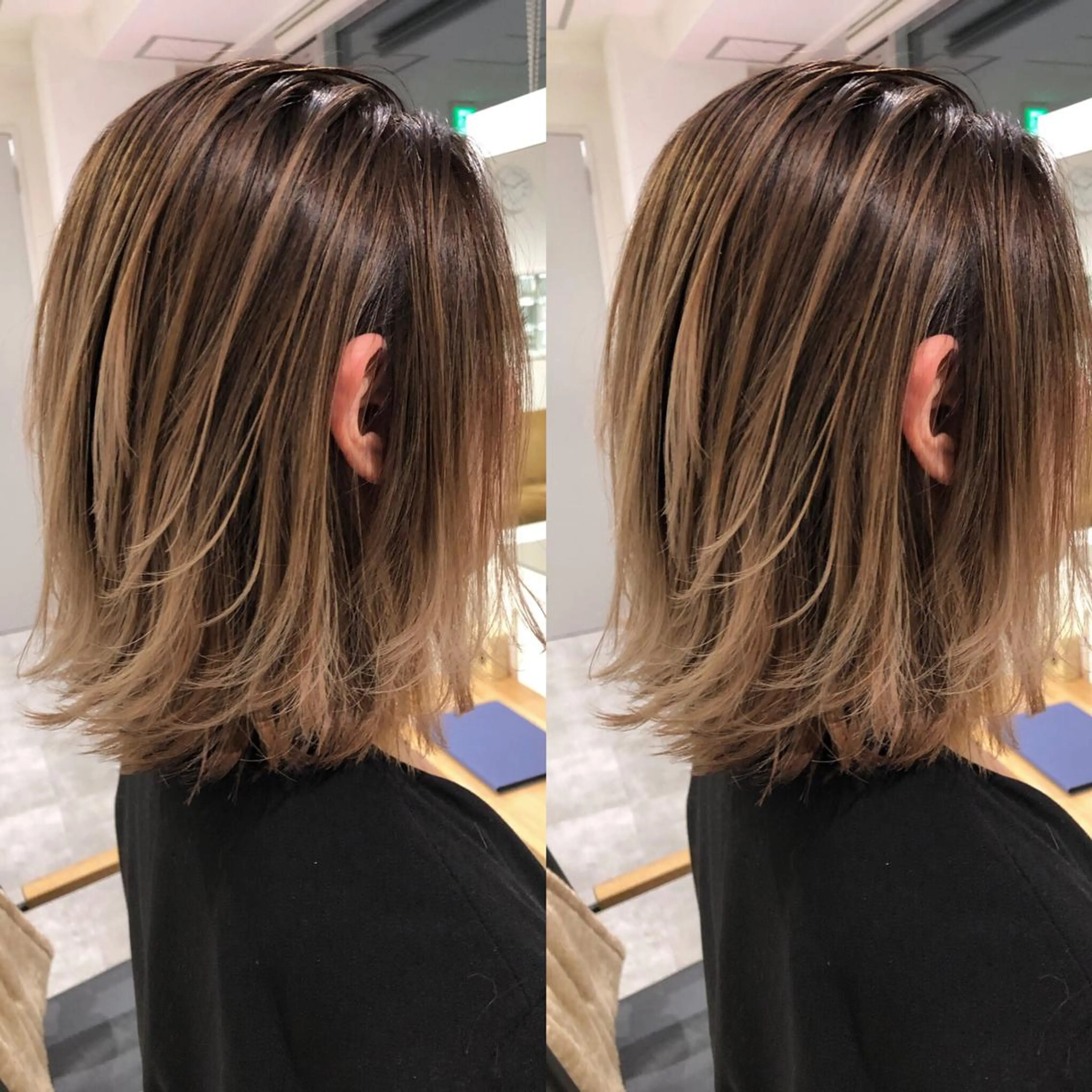 ショート カラー バレイヤージュ レイヤーカット ヘアカラー kalahair salon ブリーチのヘアスタイル