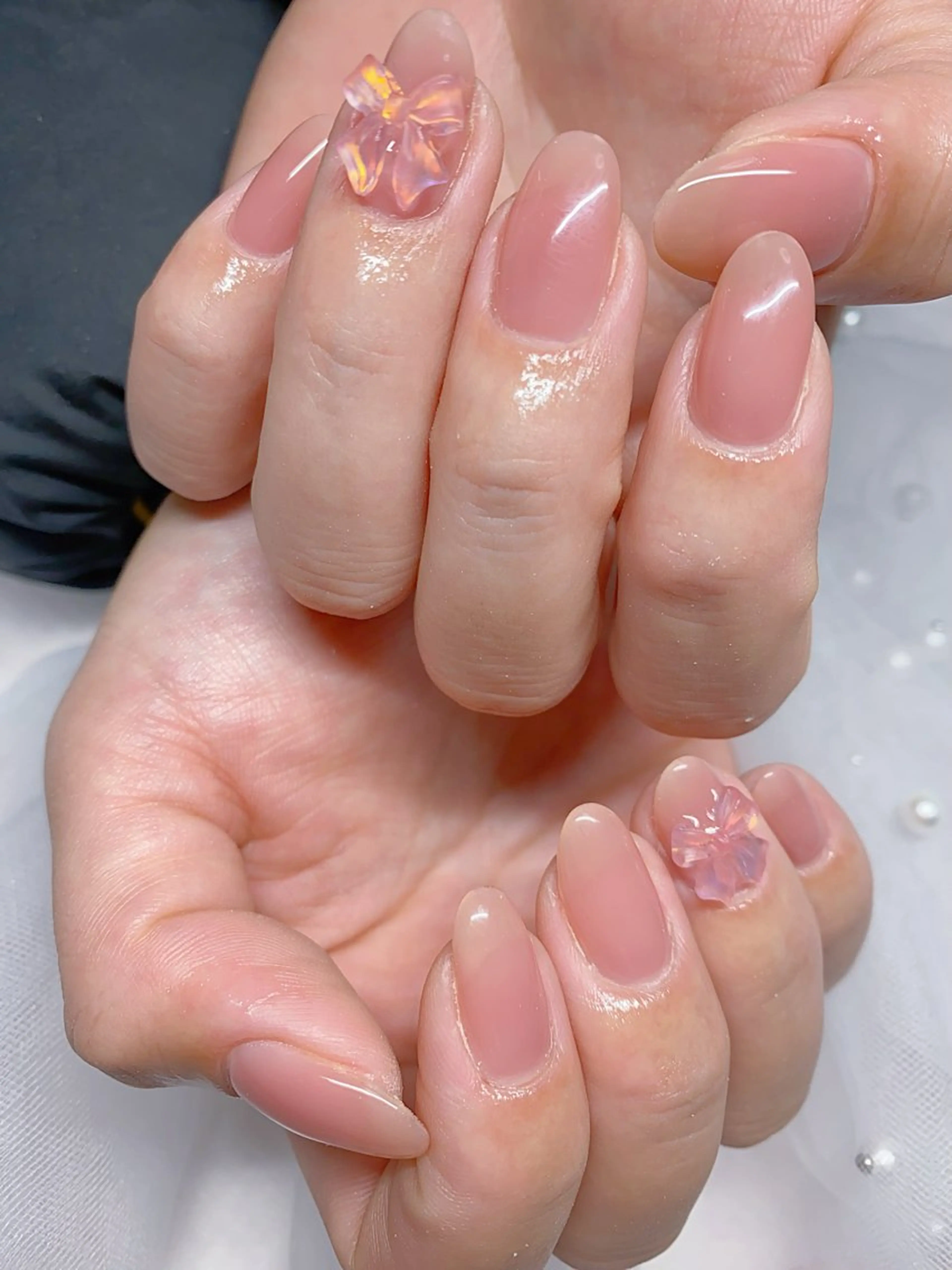 ネイル リボン ハンドネイル Jasmine nailsalon所属・ジャスミン ネイルサロンのネイルデザイン