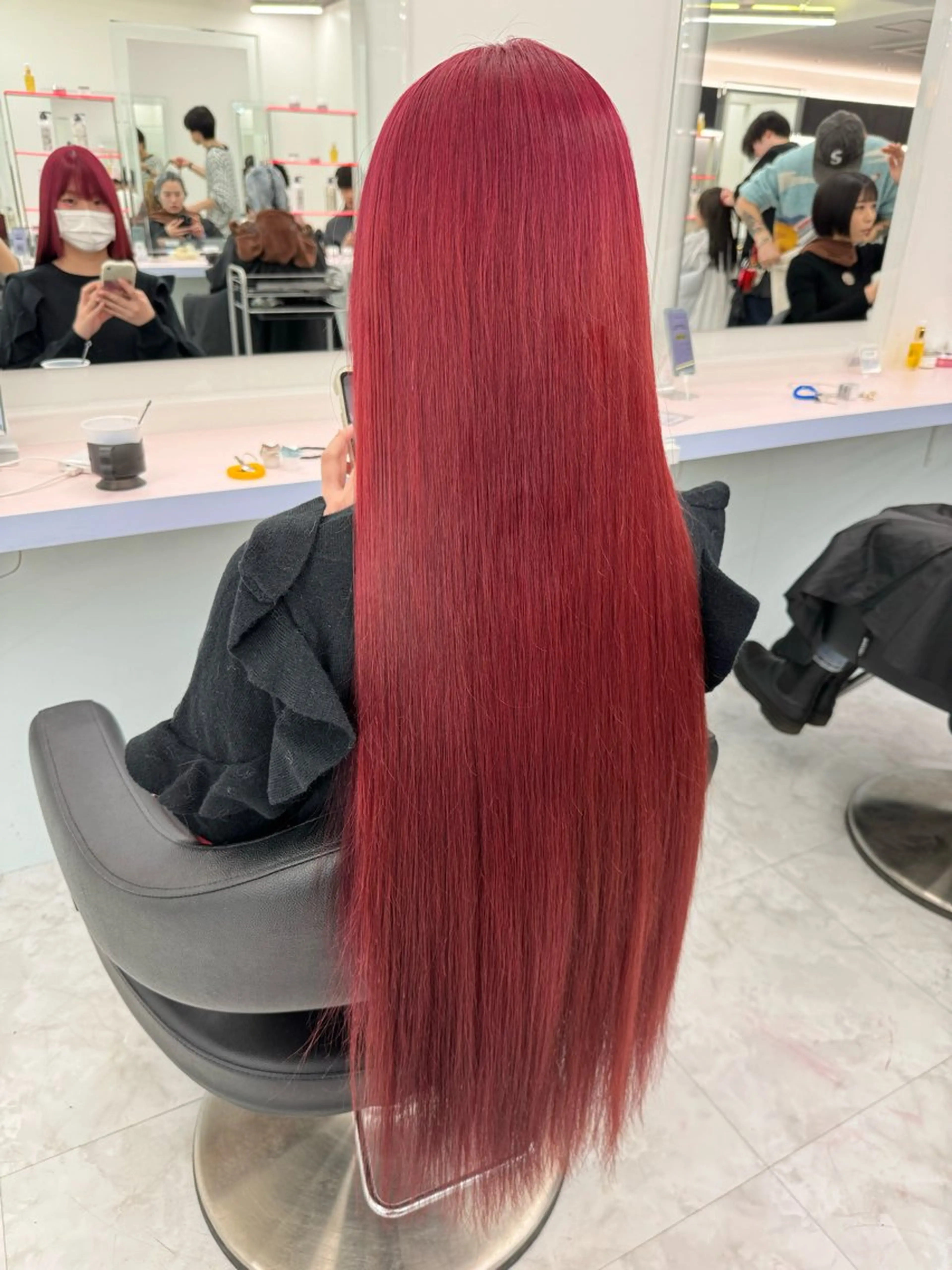 ロング カラー レッドカラー カット ヘアカラー ヘッドスパ ヘアセット ♡ブリーチカラー♡ Mirioのヘアスタイル