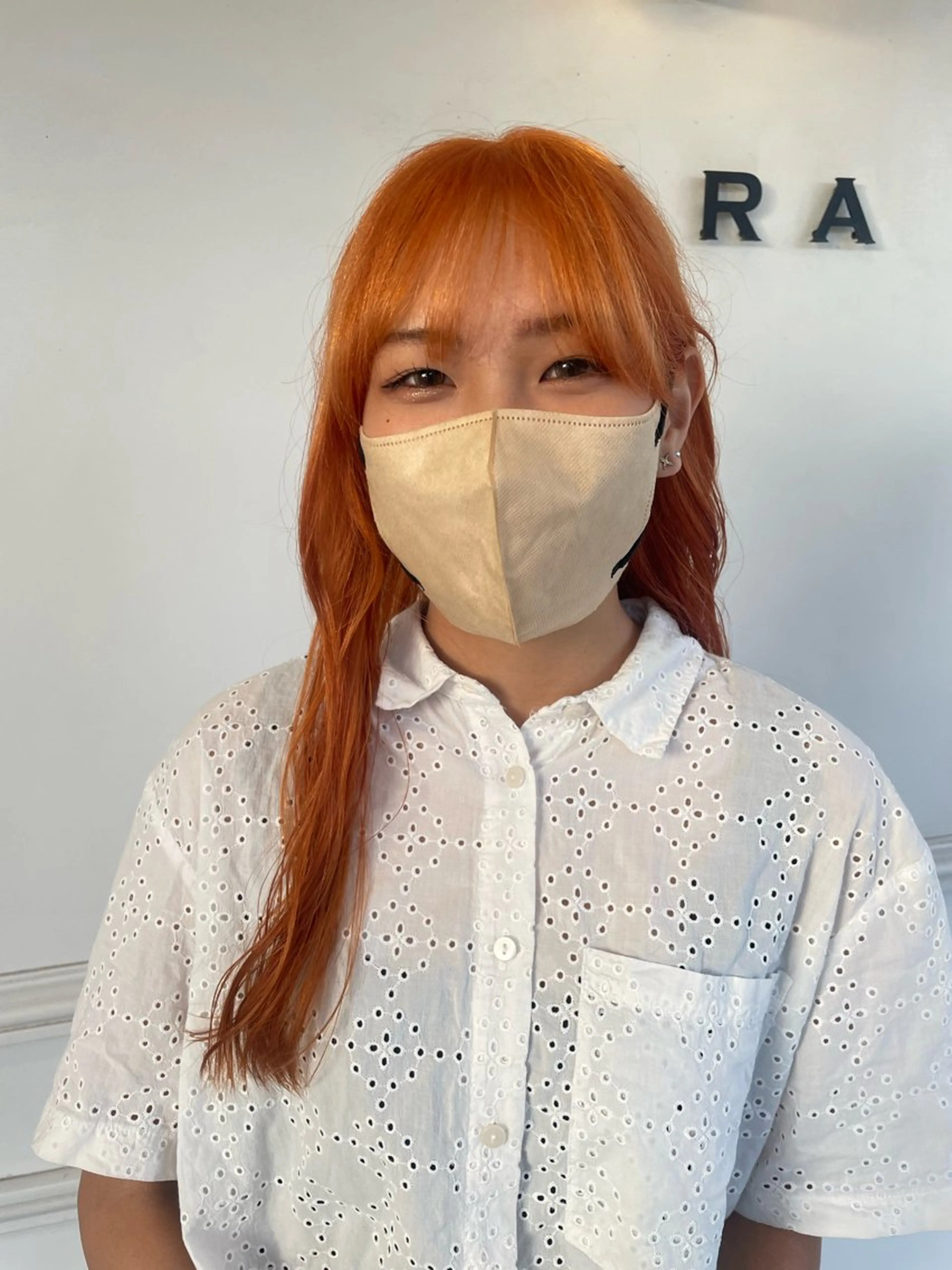 ロング カラー オレンジ ヘアカラー 長岡 香澄のヘアスタイル
