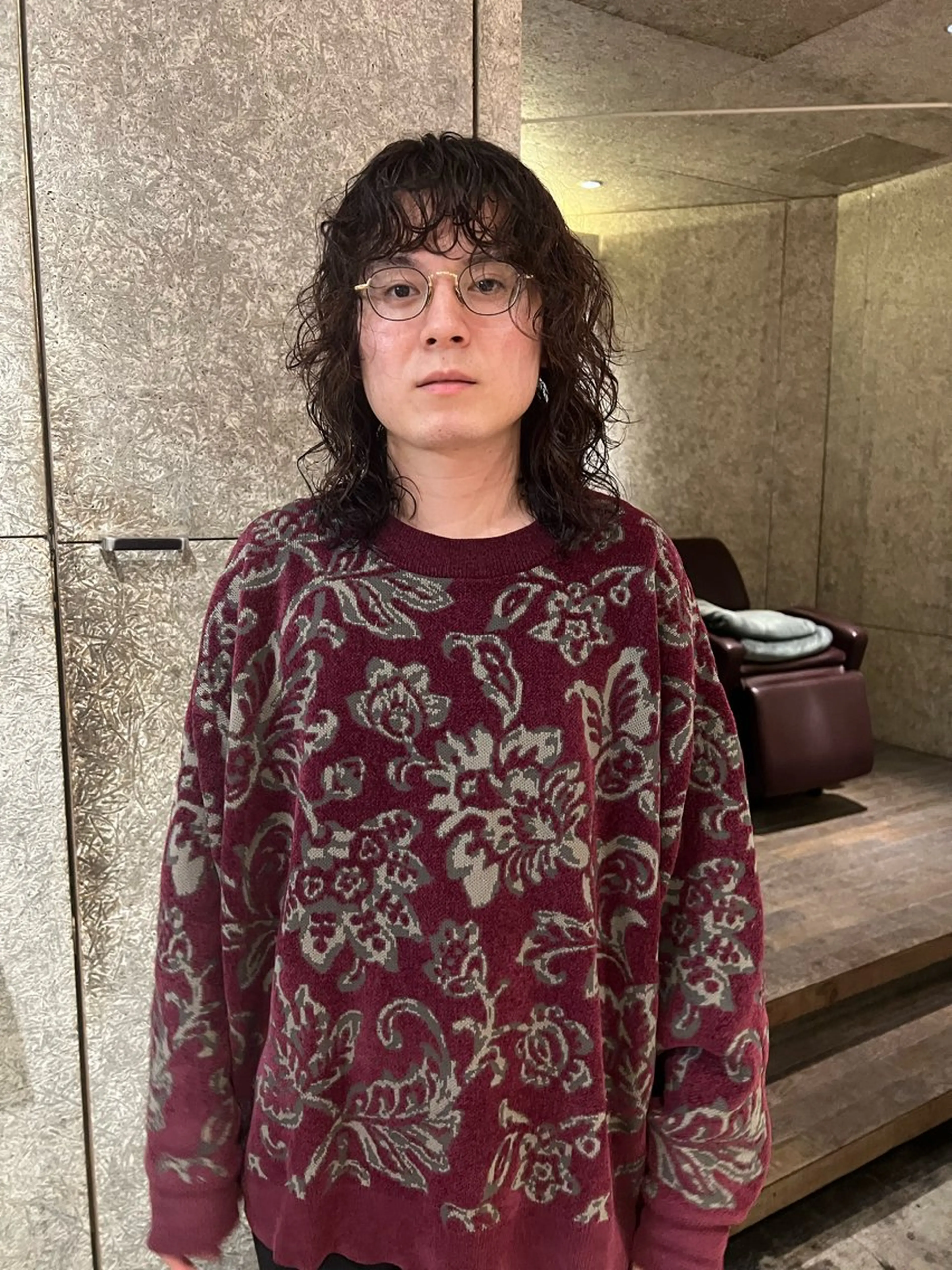 ミディアム パーマ カット パーマ Lin'ne所属・竹内梓／メンズパーマ ／ハイトーンのヘアスタイル