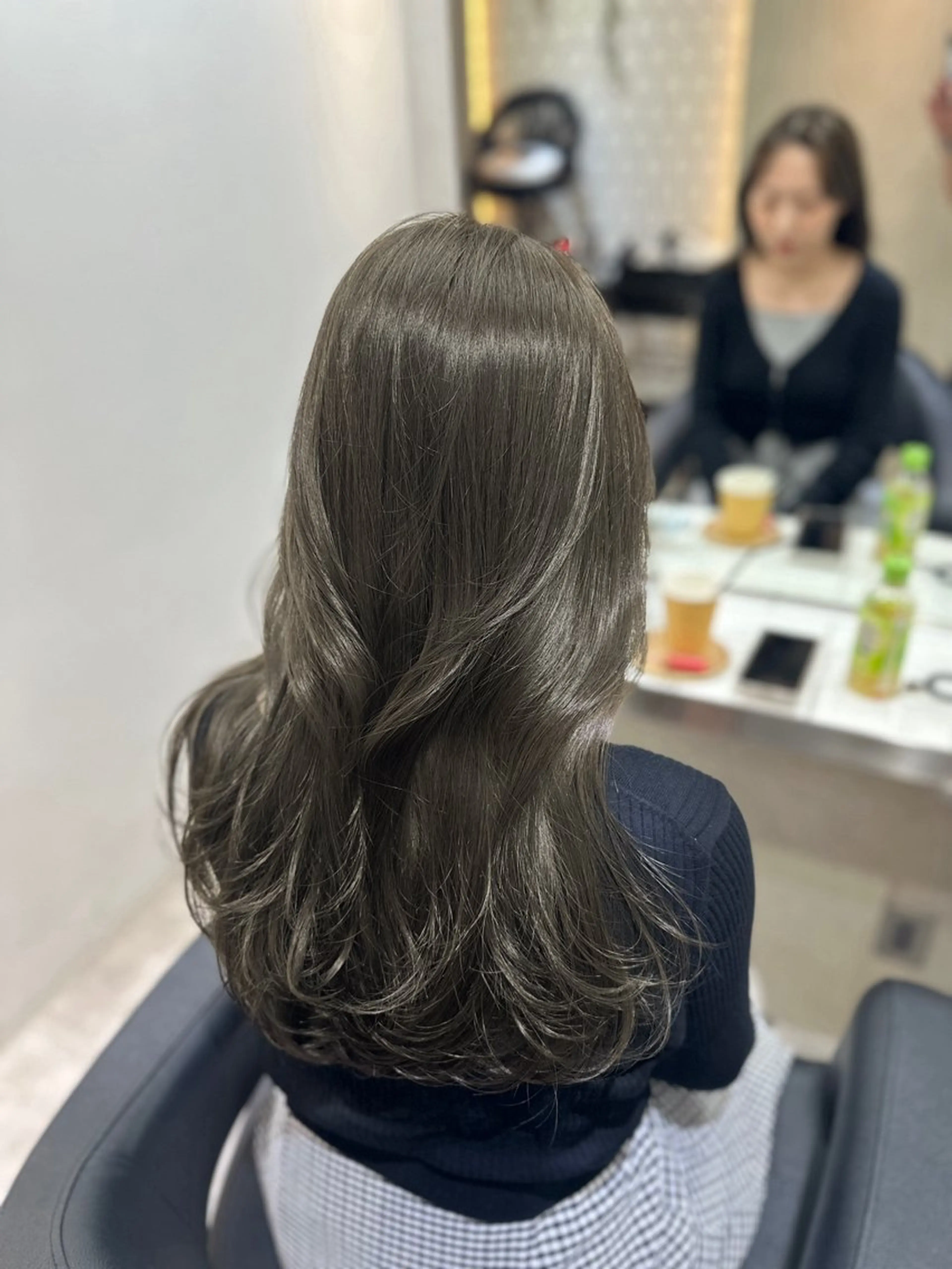 ロング カラー カット ヘアカラー トリートメント レイヤー 顔周り グレージュ/添田晃基のヘアスタイル