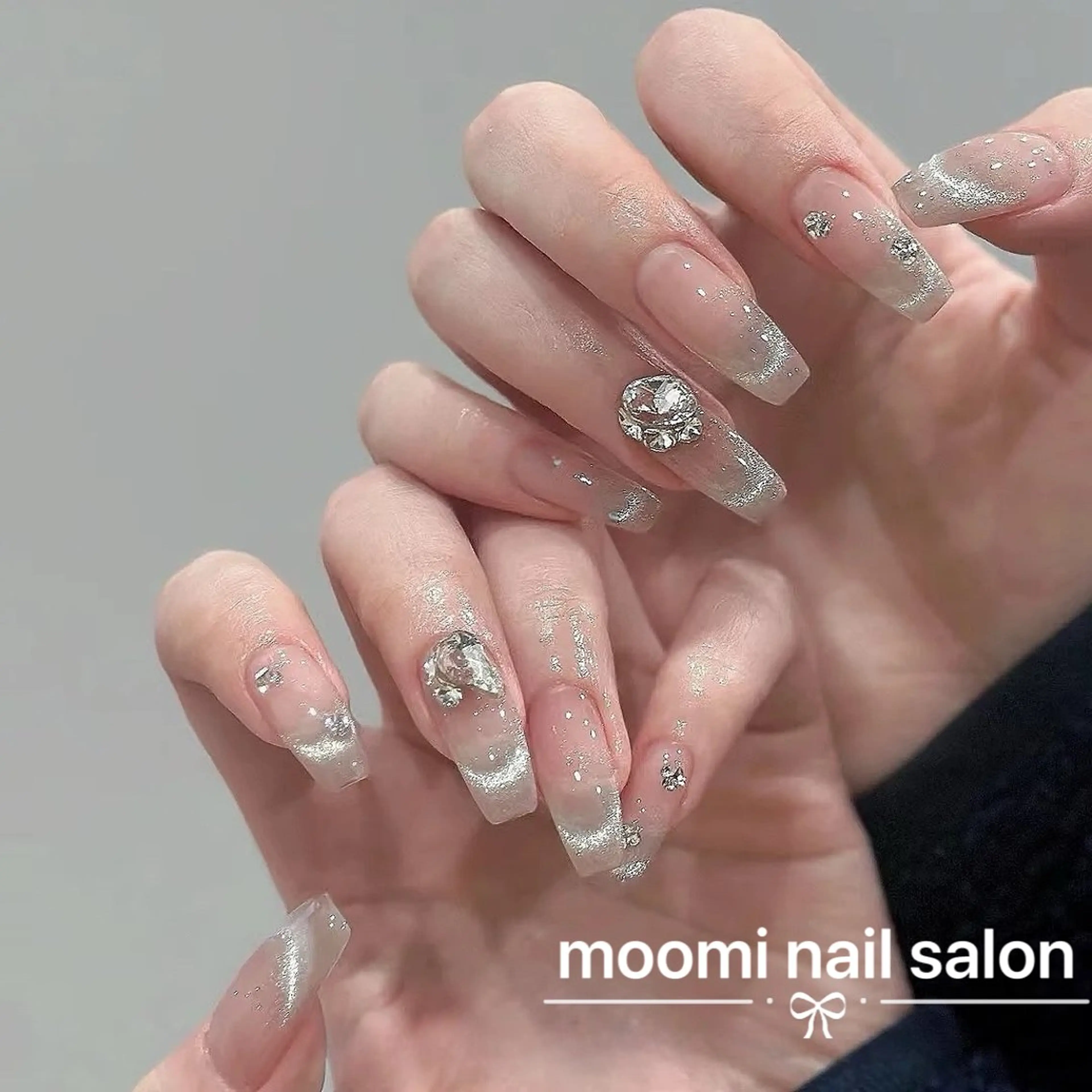 ネイル チークネイル フレンチネイル ジェルネイル グラデーション ハート ハンドネイル moomi nail スカルプ専門のネイルデザイン