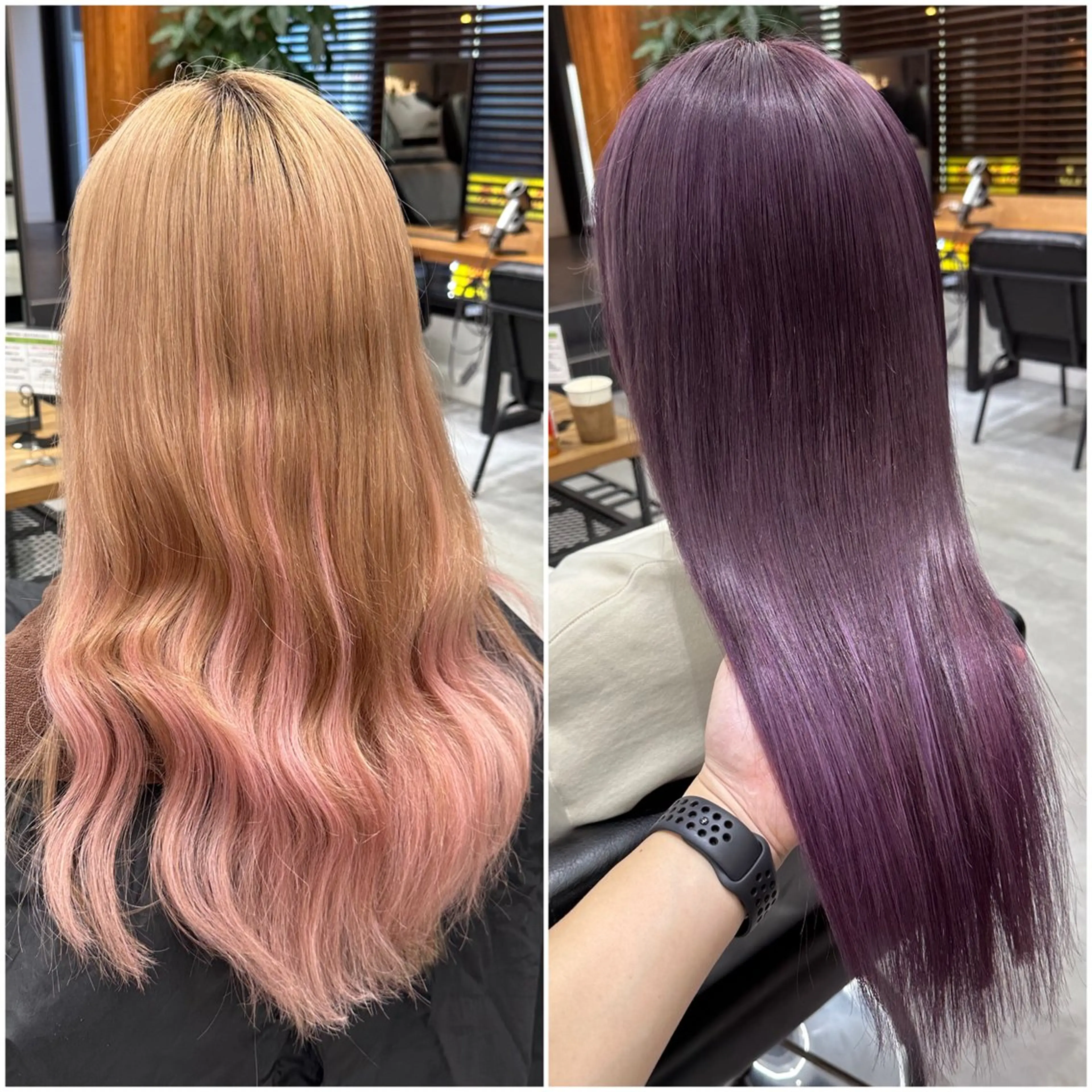 セミロング カラー パープルカラー エクステ 池袋🧡ダブルカラー /馴染ませエクステのヘアスタイル