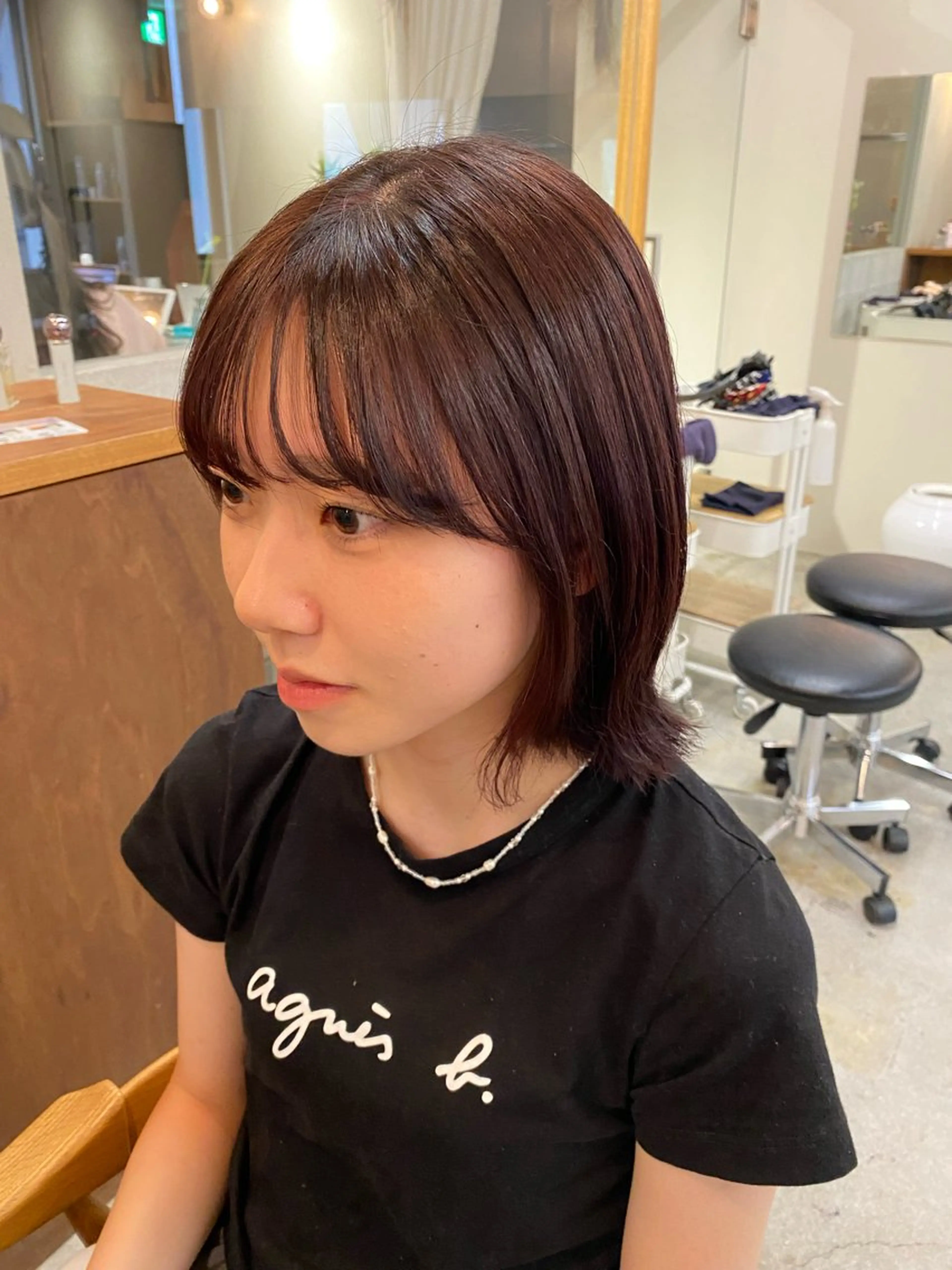 ミディアム ピンクブラウン NIKO/名古屋/ 伏見/花屋併設のヘアスタイル