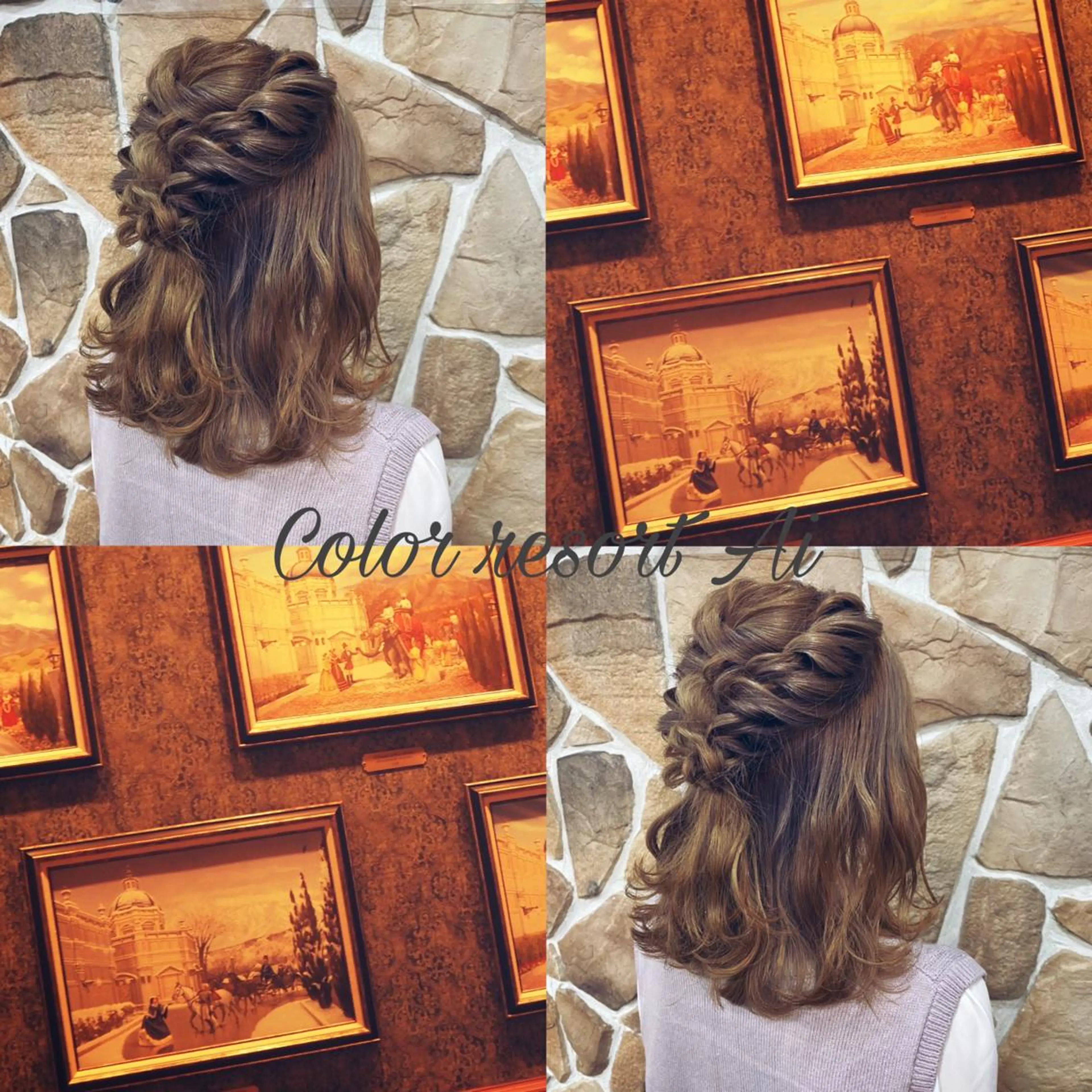 ミディアム カラー ヘアアレンジ カット ヘアカラー 透明感カラー 青柳凌平のヘアスタイル