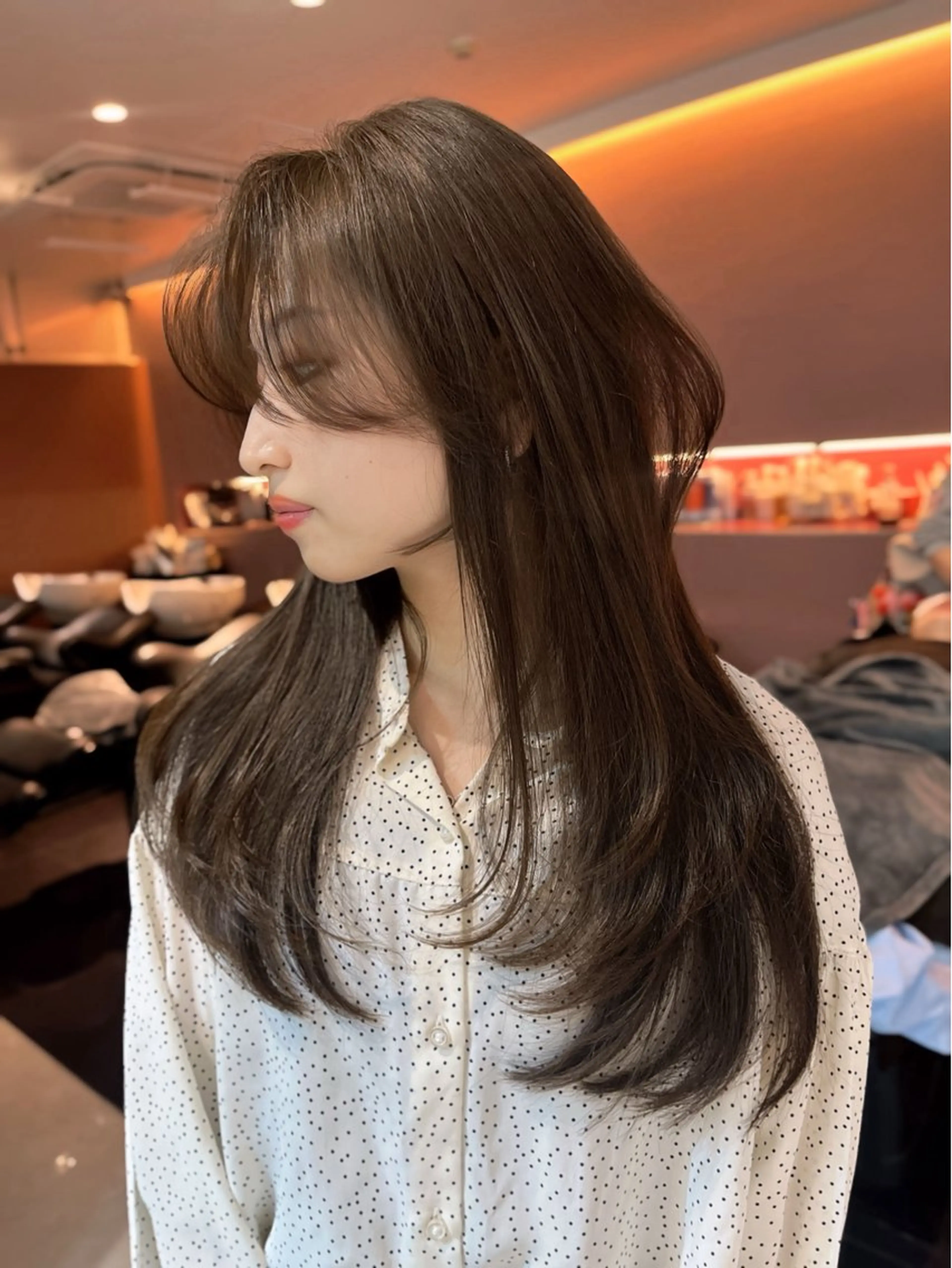 ロング カット ヘアカラー トリートメント 海野翔吾🇨🇳 ワンホンレイヤーのヘアスタイル