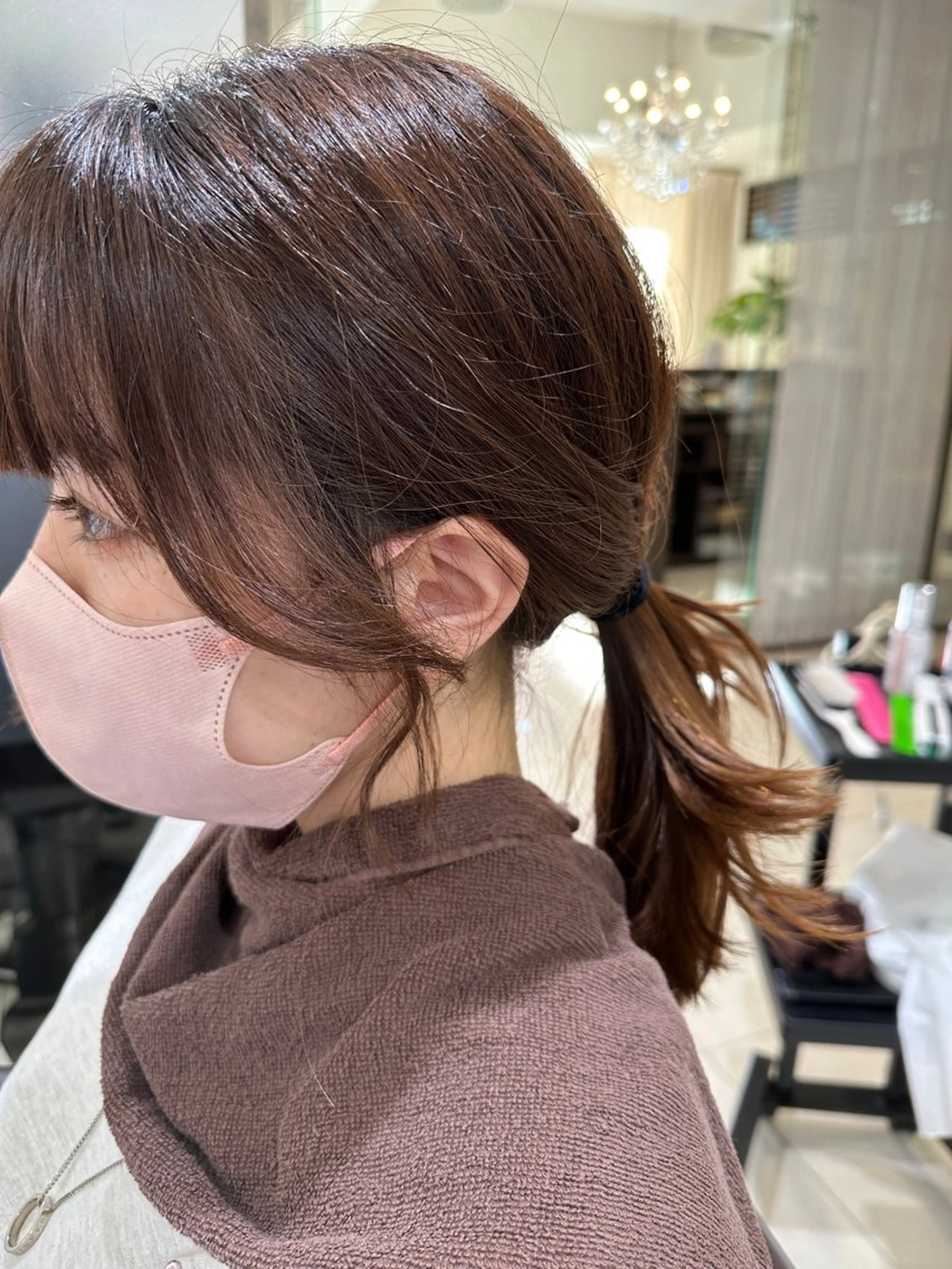 ロング 顔周りカット 小顔カット 空きあり👍 に合わせスタイル👍のヘアスタイル