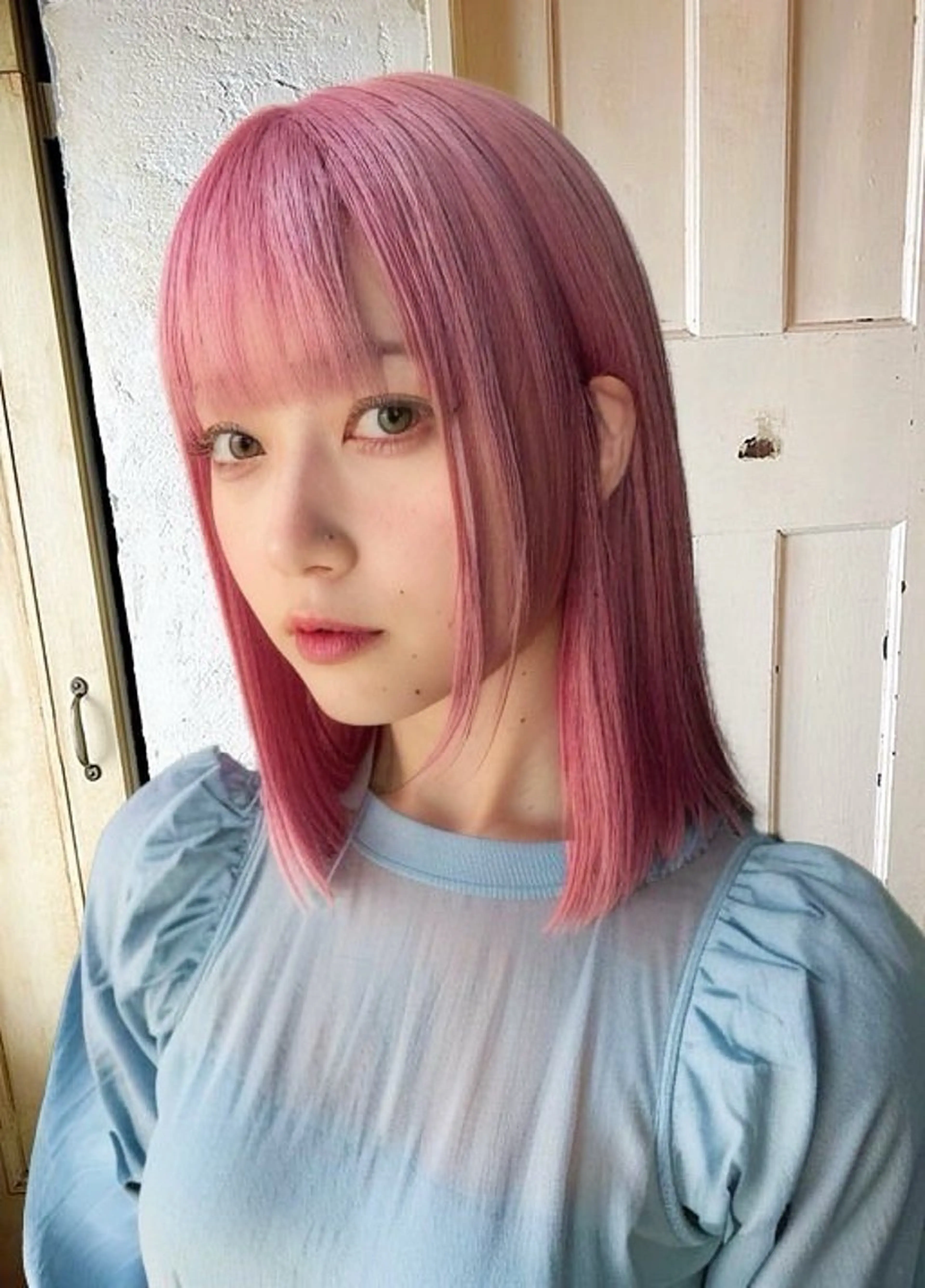ショート カラー ピンクカラー 縮毛矯正専門店店長 佐々木動画モデル募集のヘアスタイル