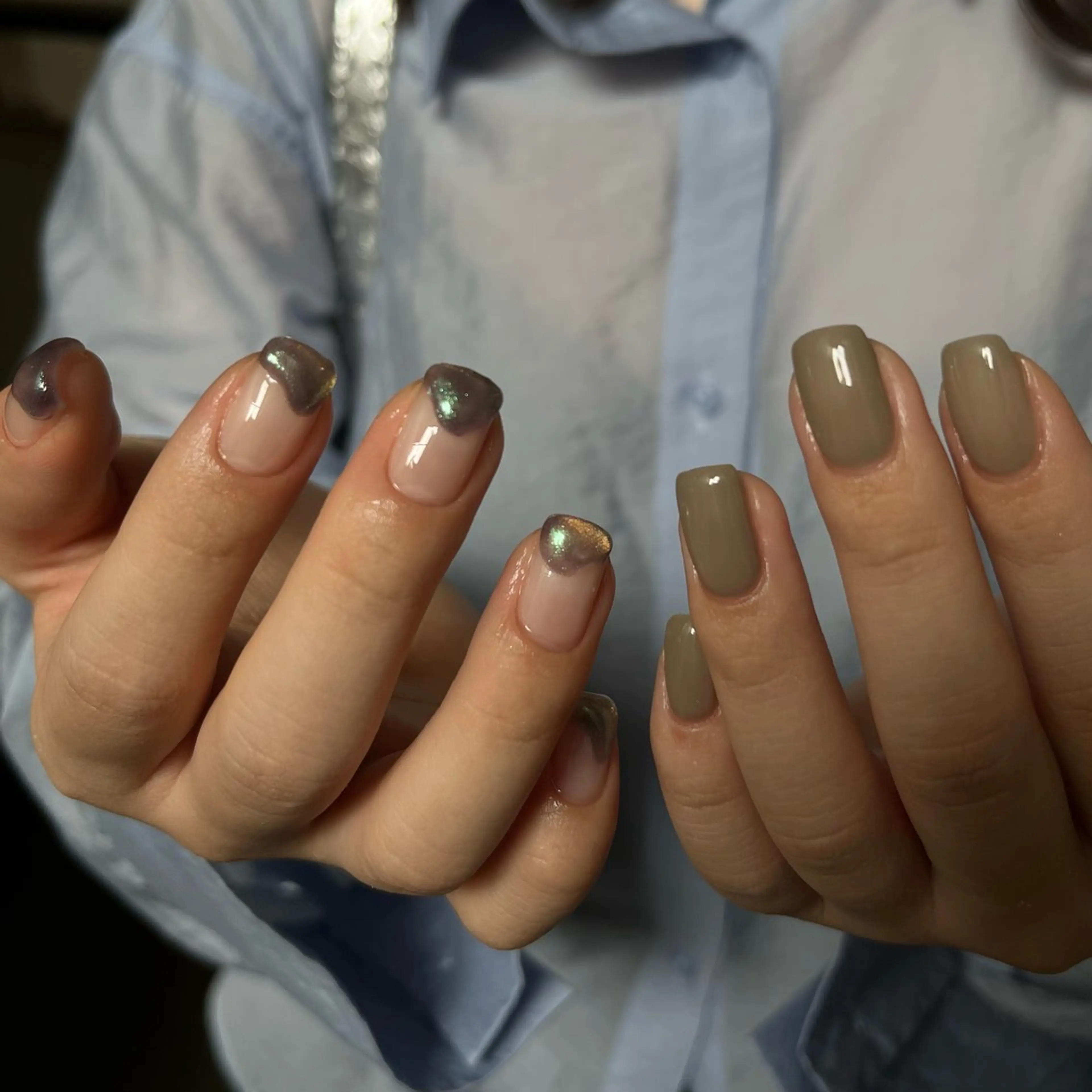 ネイル グリーン ハンドネイル nail salon O (en)所属・vegh. nail/阿波座のネイルデザイン