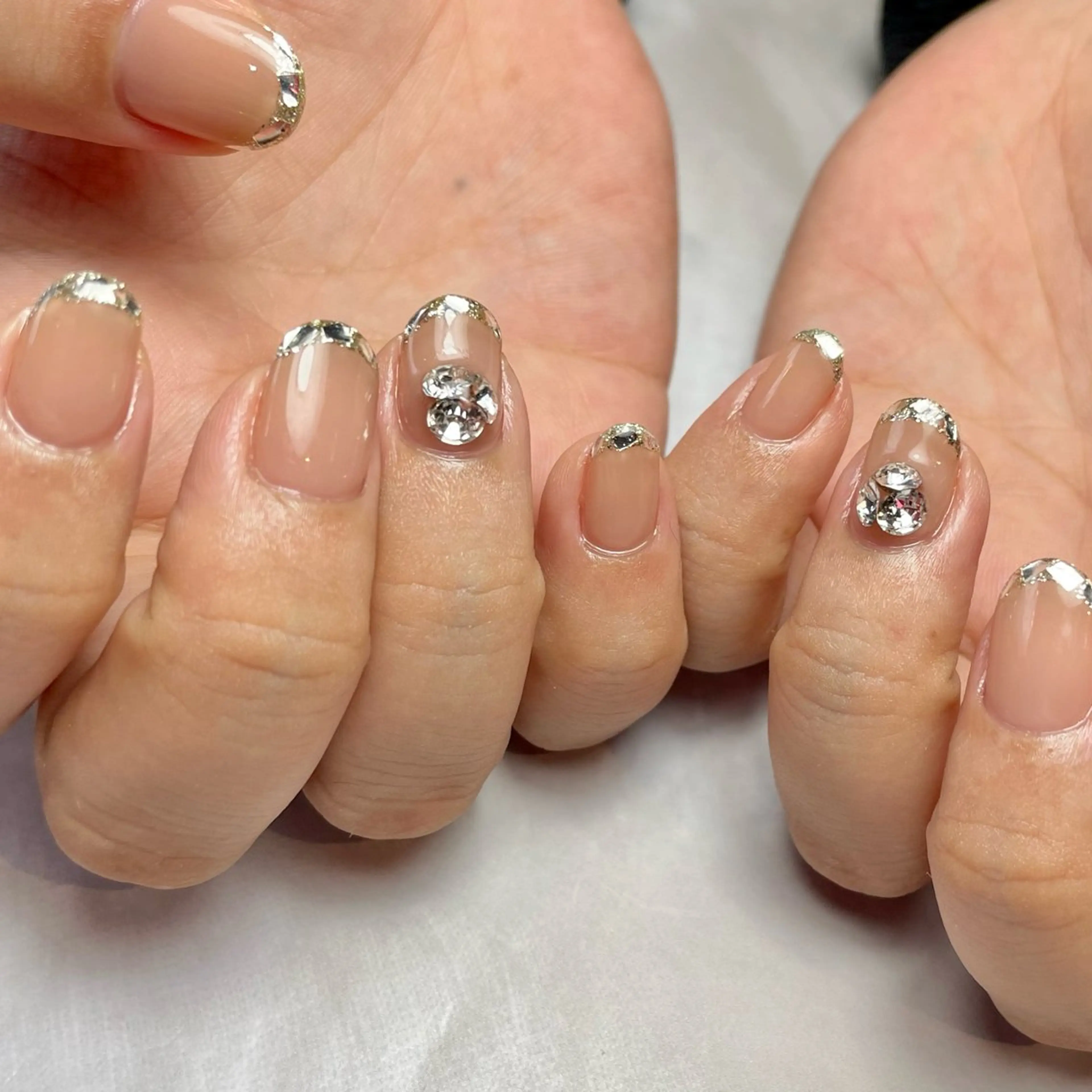 ネイル アートネイル フレンチネイル ガラスフレンチ シンプルネイル Reflection marikoのネイルデザイン