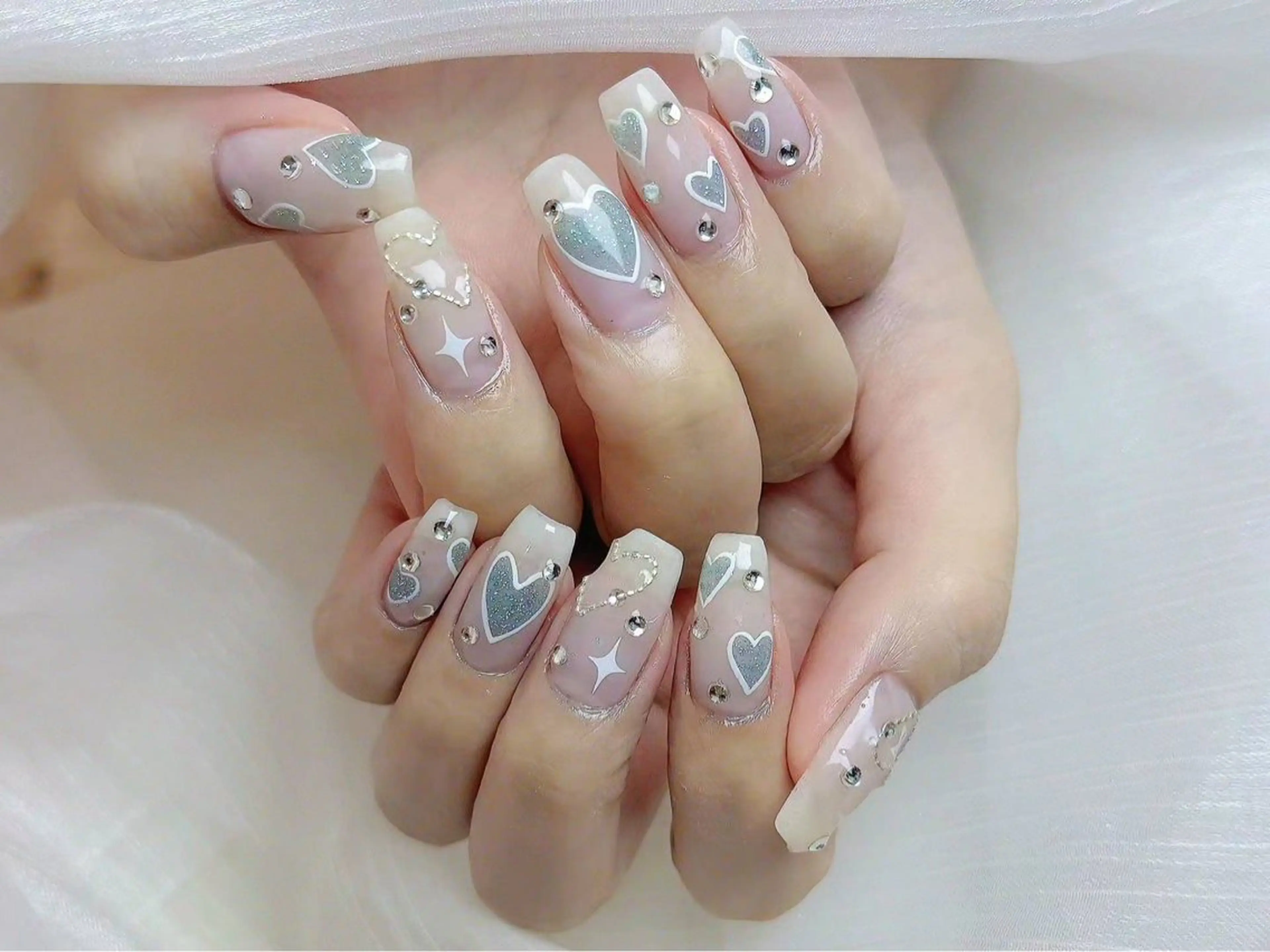 ネイル アートネイル ブルー フラワーネイル フットネイル ジェルネイル Babarla Nailのネイルデザイン
