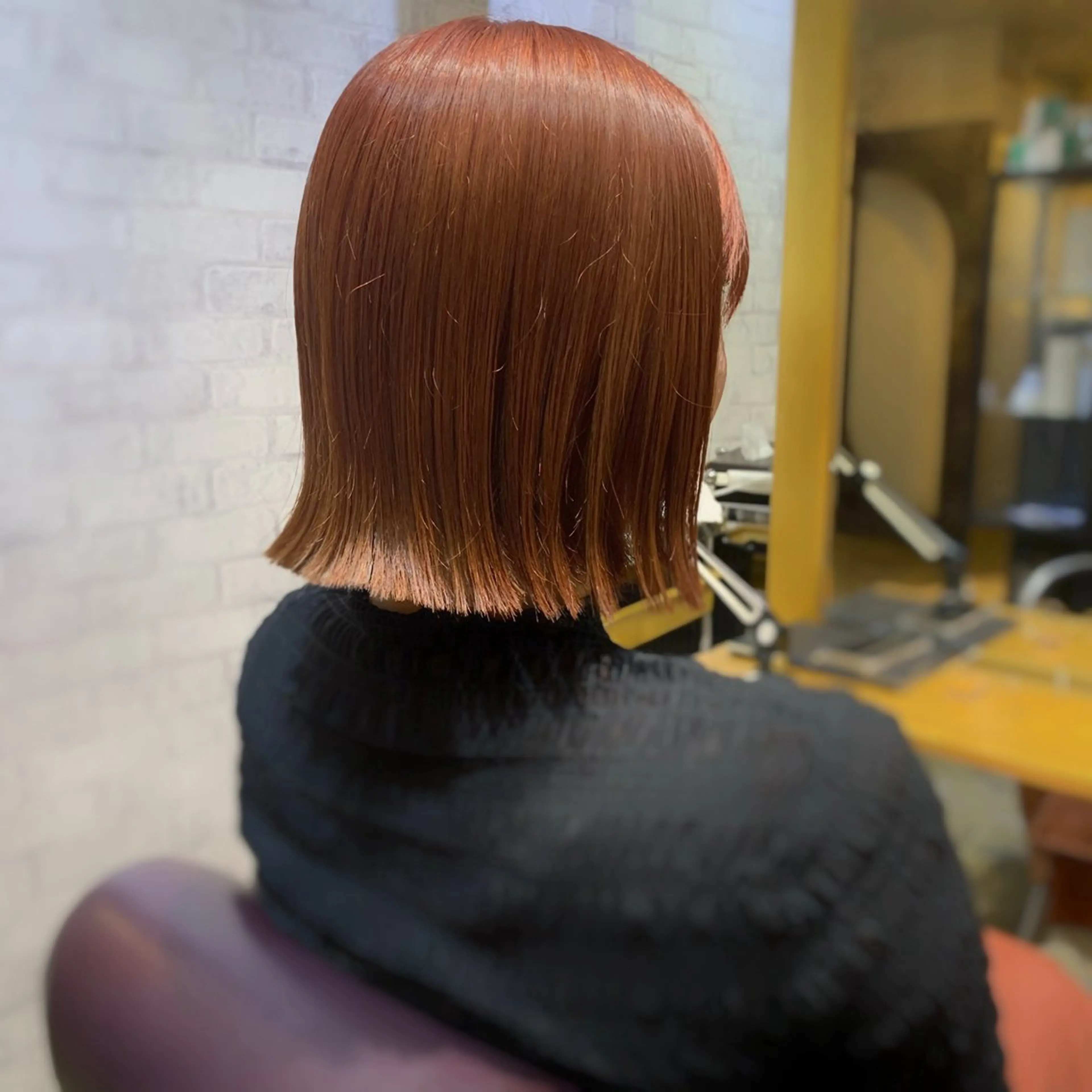 ミディアム カラー オレンジ カット ヘアカラー 韓国ヘア/縮毛矯正 🧡艶カラーSakiのヘアスタイル
