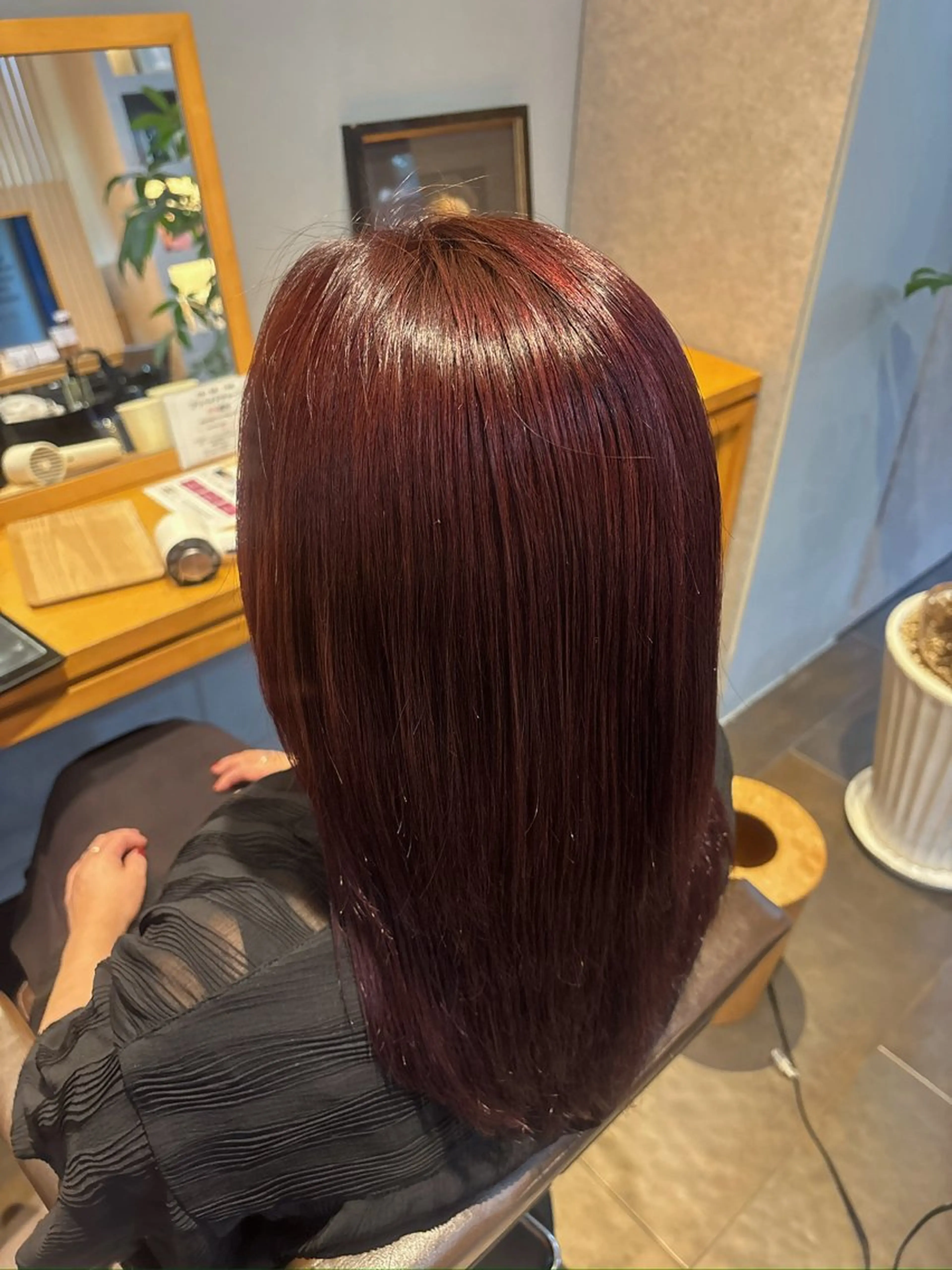 カラー ブリーチ ブリーチなしカラー レッドカラー 岡元 舞湖のヘアスタイル