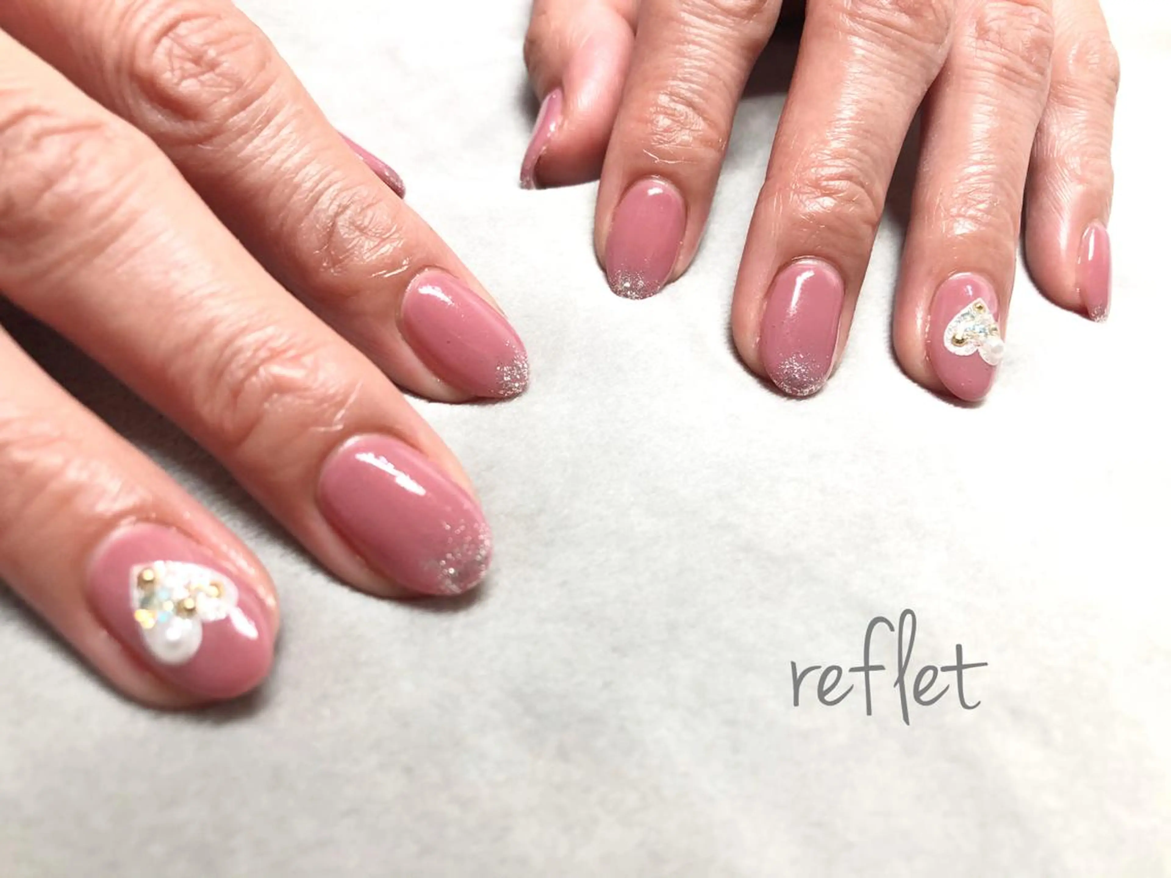 ネイル アートネイル ハート バレンタイン ハンドネイル reflet nailのネイルデザイン