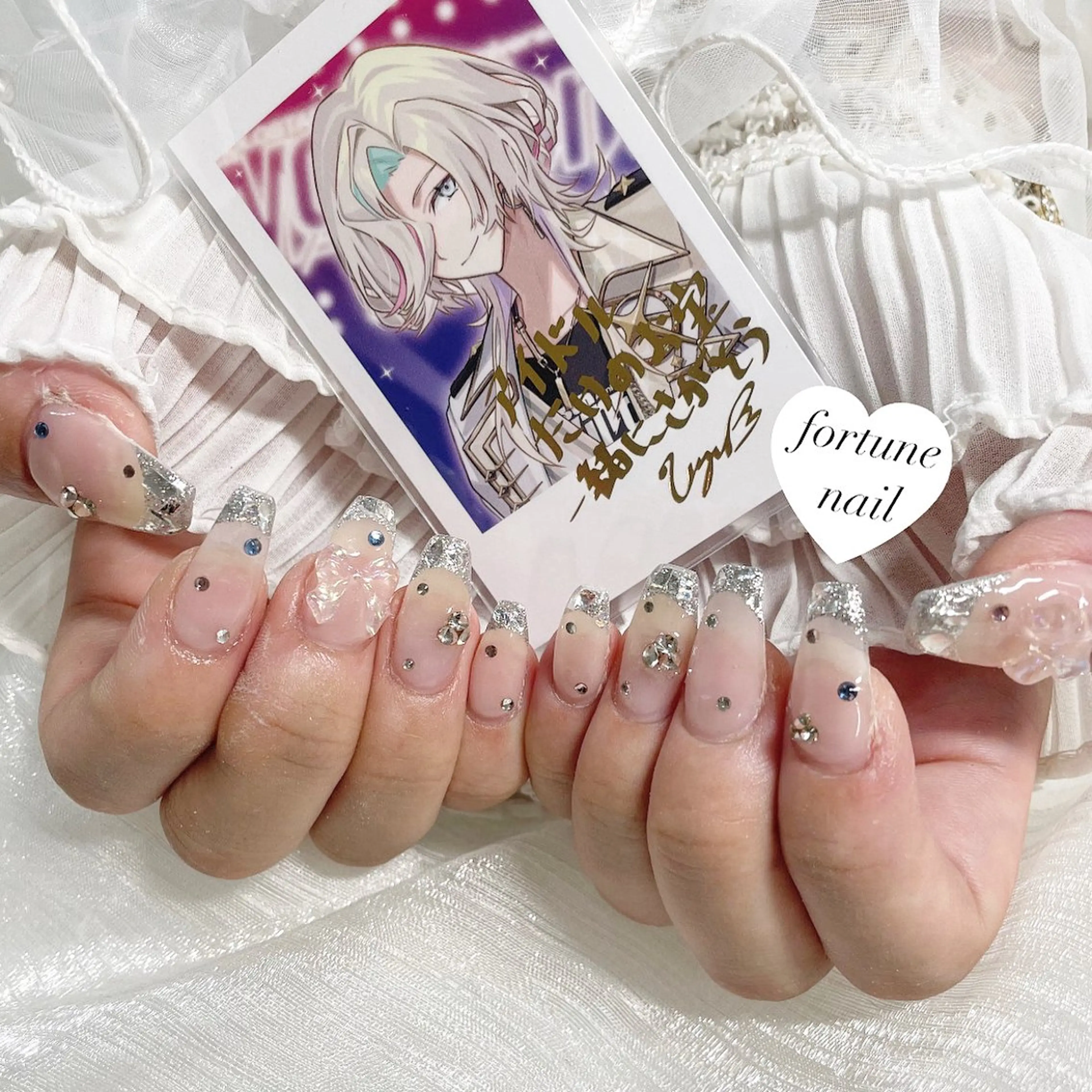ネイル フレンチネイル ガラスフレンチ リボン ハンドネイル 💎saori 💎のネイルデザイン