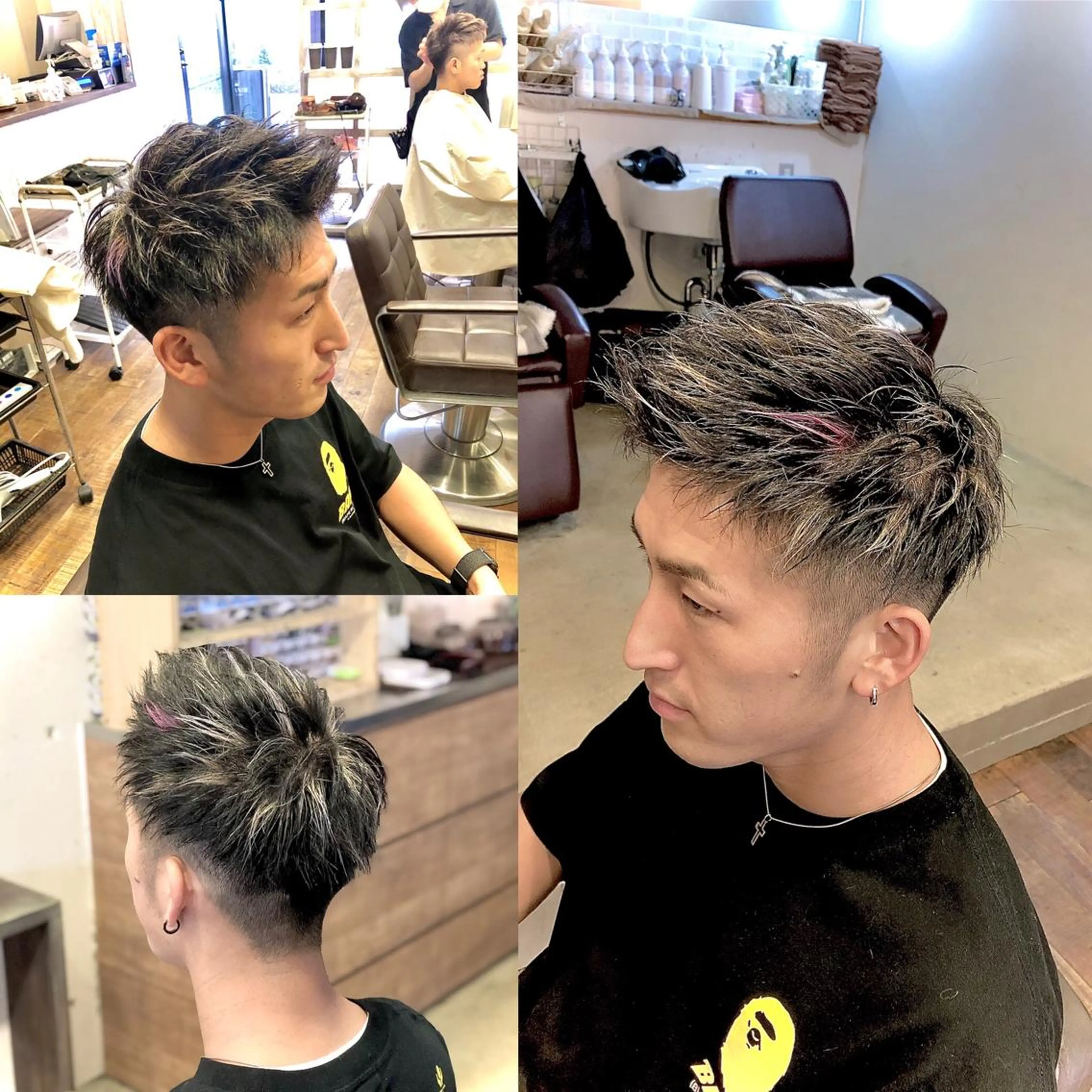 ショート カラー ヘアアレンジ メンズ メンズハイライト メンズメッシュ ハイライトカラー メッシュ パープルカラー ✨最強美容師✨ 💙にっしー西村💙のヘアスタイル