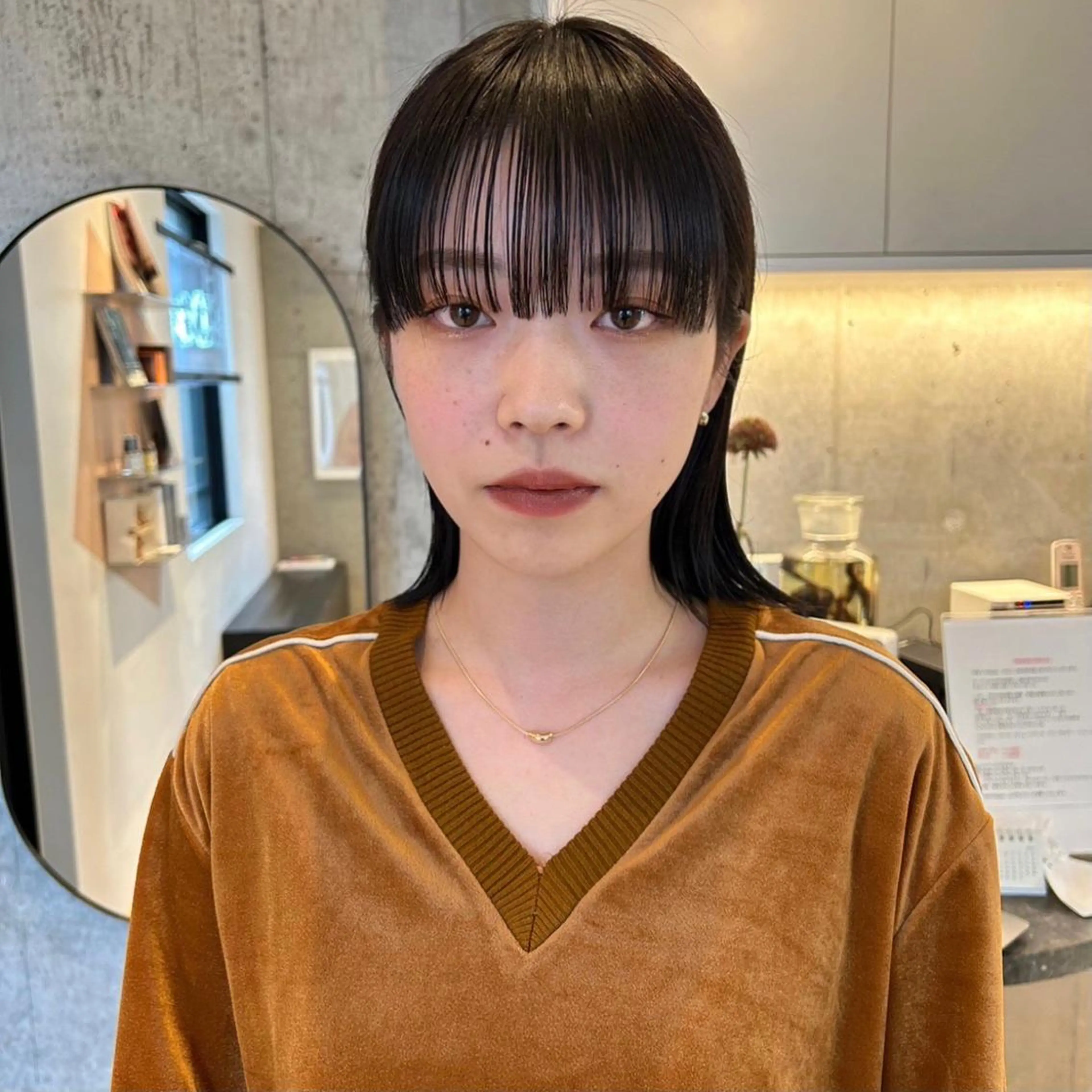 ミディアム カラー 市川 蘭のヘアスタイル