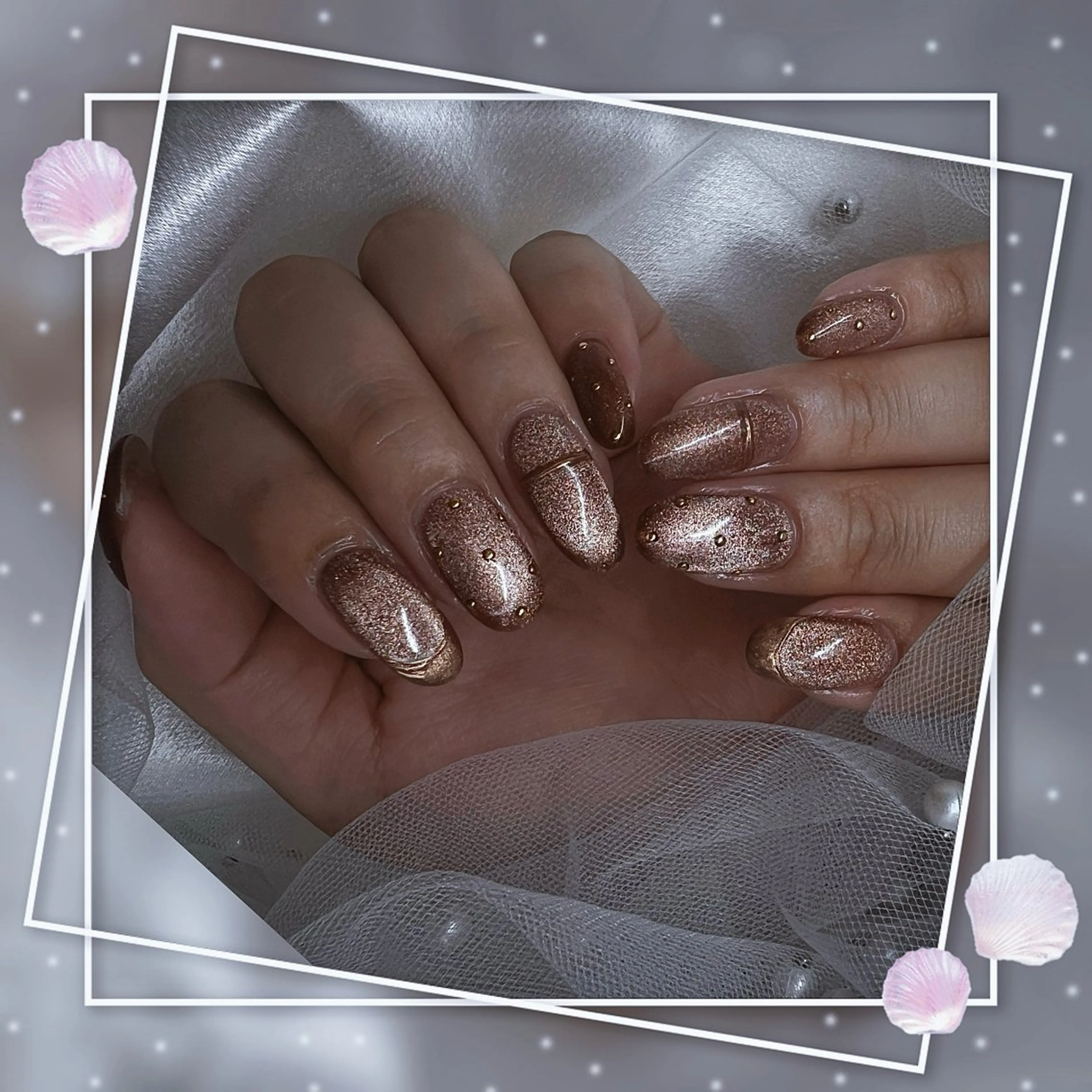 ネイル チークネイル フレンチネイル グラデーション マグネットネイル マグネットフレンチ ハンドネイル Chill Nailsalonのネイルデザイン