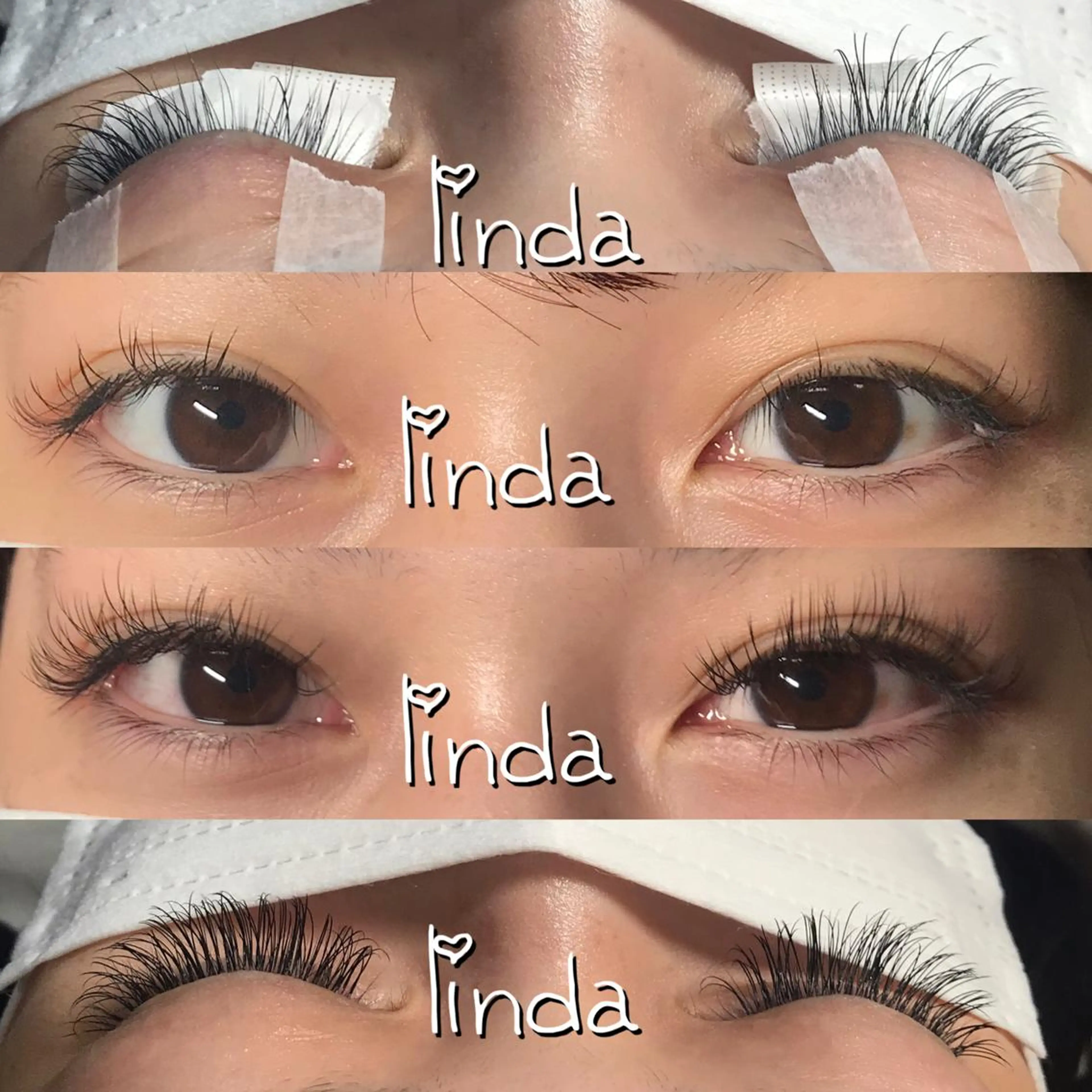 マツエク・マツパ フラットラッシュ linda lashesのマツエク・マツパデザイン