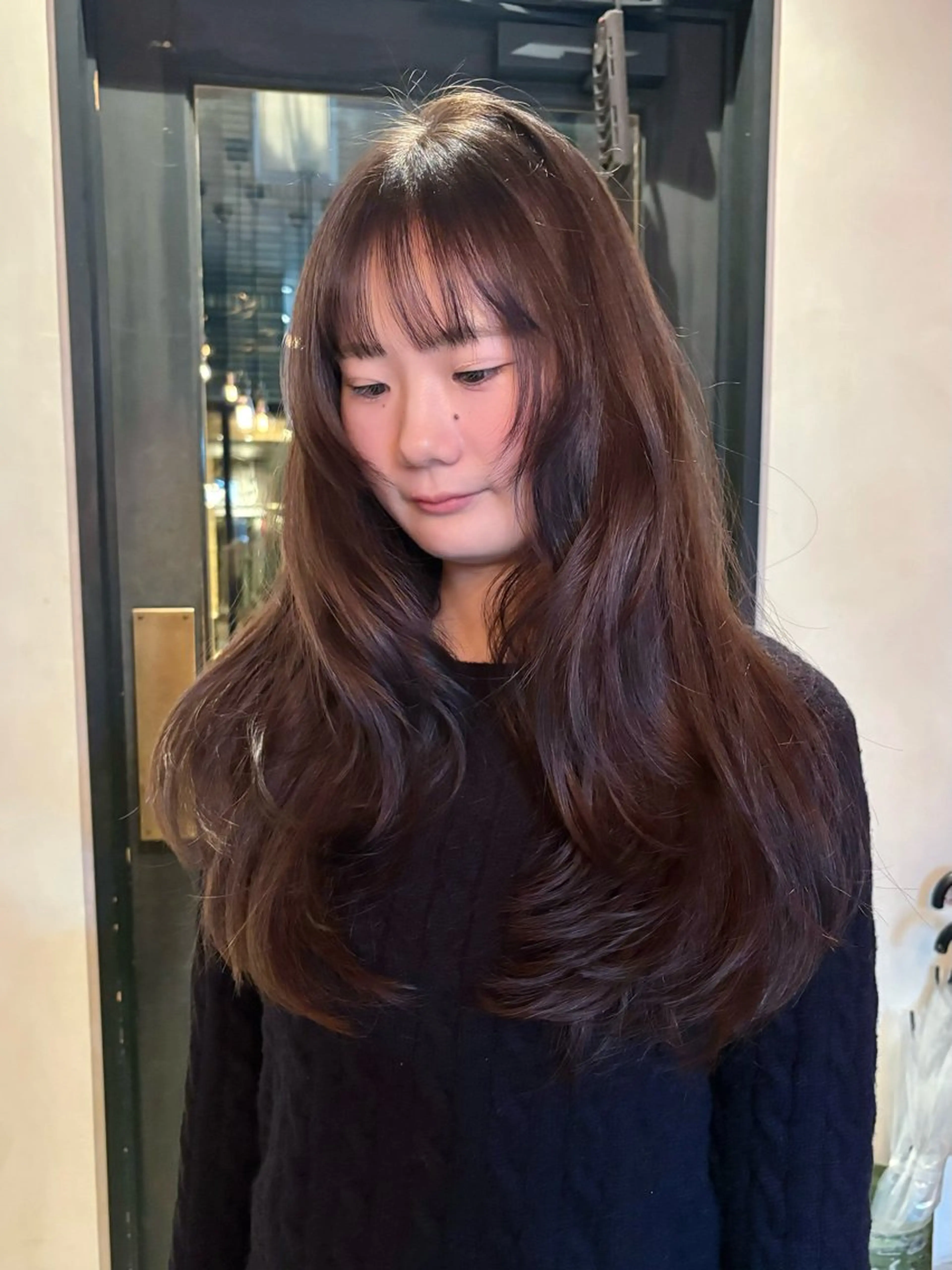 ロング カラー パーマ カット ヘアカラー レイヤー/透明感/ ブリーチなし/わかなのヘアスタイル