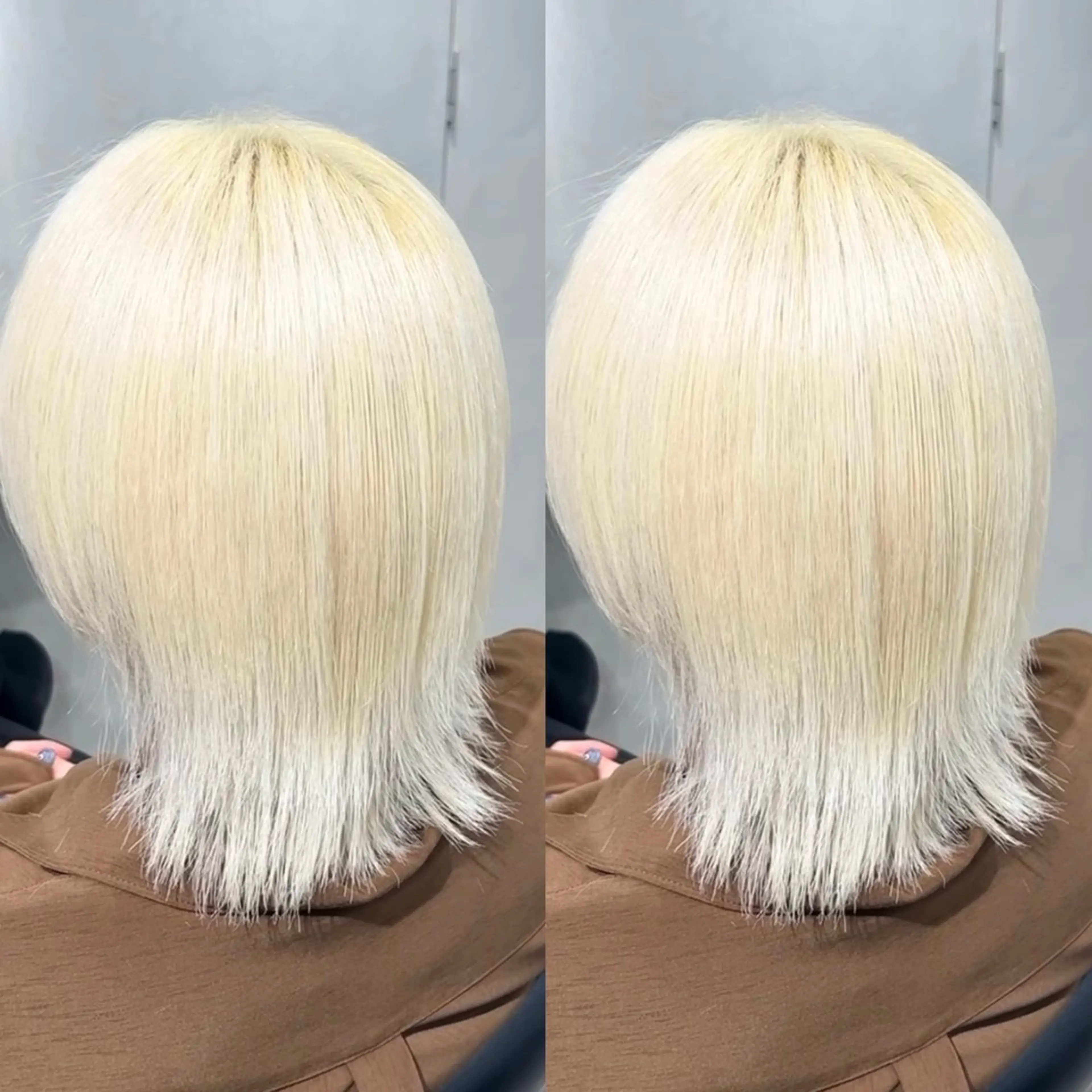 ショート カラー 抜きっぱなしブロンド ブロンド 表参道/ハイライト リタッチ/縮毛矯正のヘアスタイル