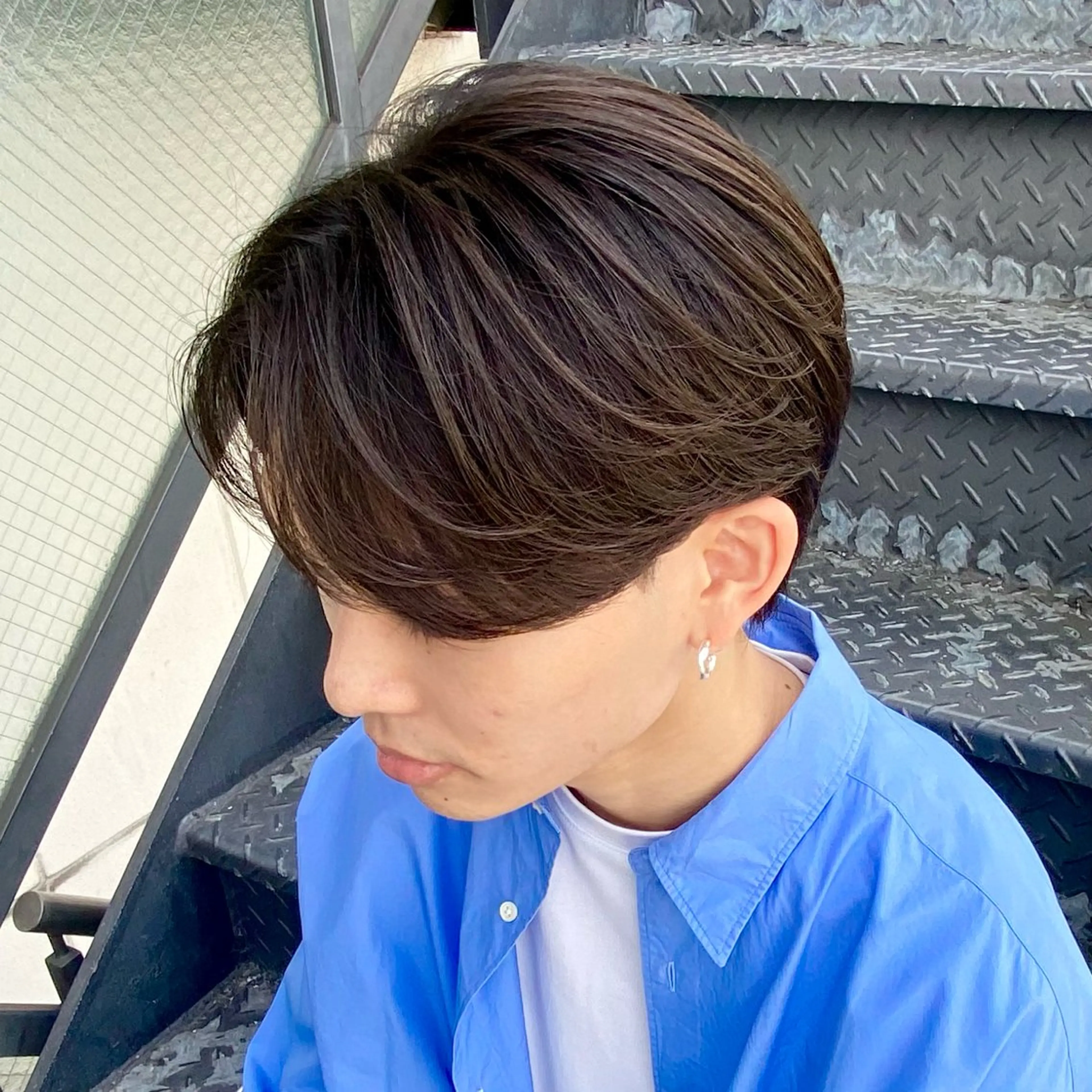 ミディアム メンズ センターパート 縮毛矯正 ulus OSAKA所属・福井 太暉のヘアスタイル