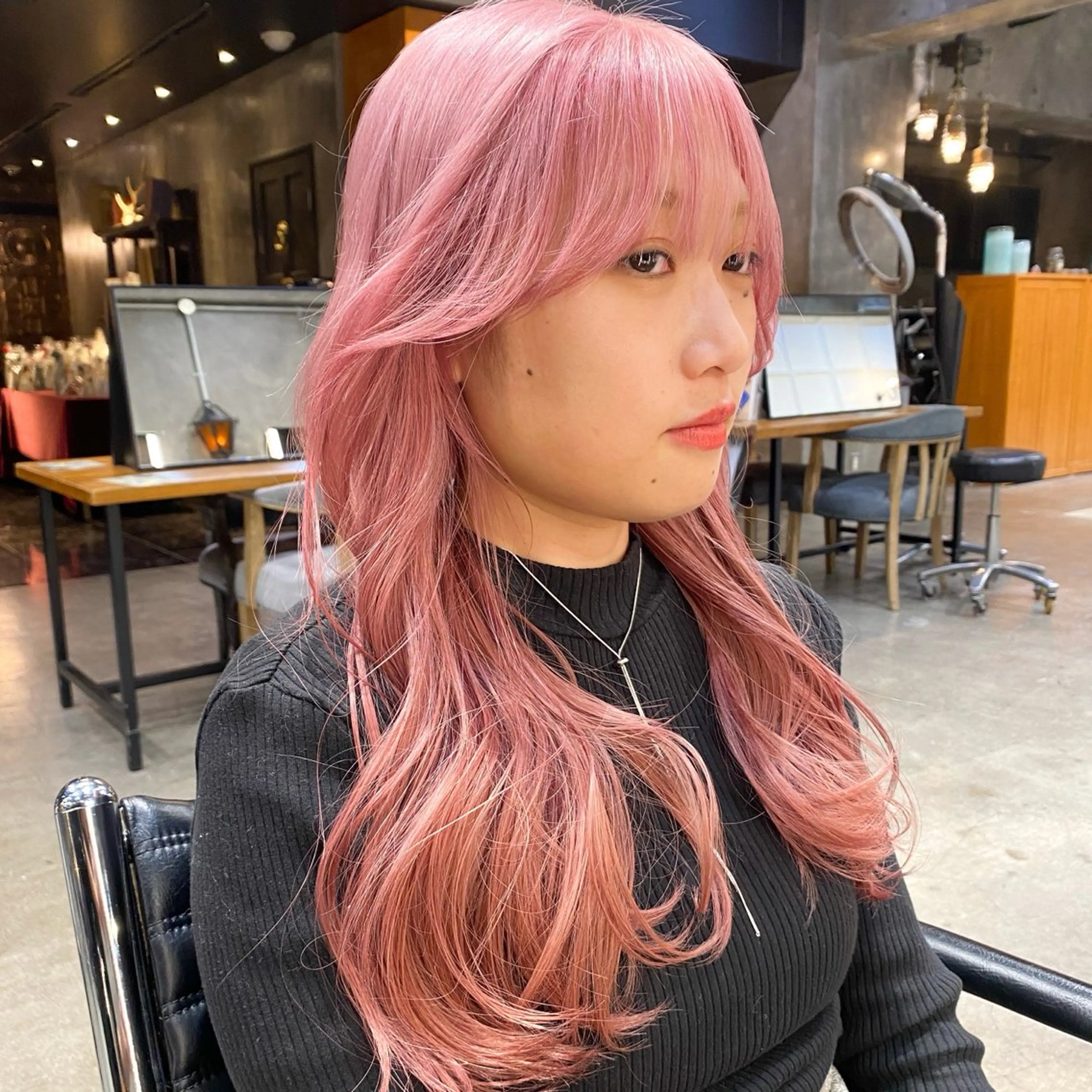 ロング カラー ピンクカラー カット ヘアカラー トリートメント ◽️モードヘア◽️ SHOUTOのヘアスタイル