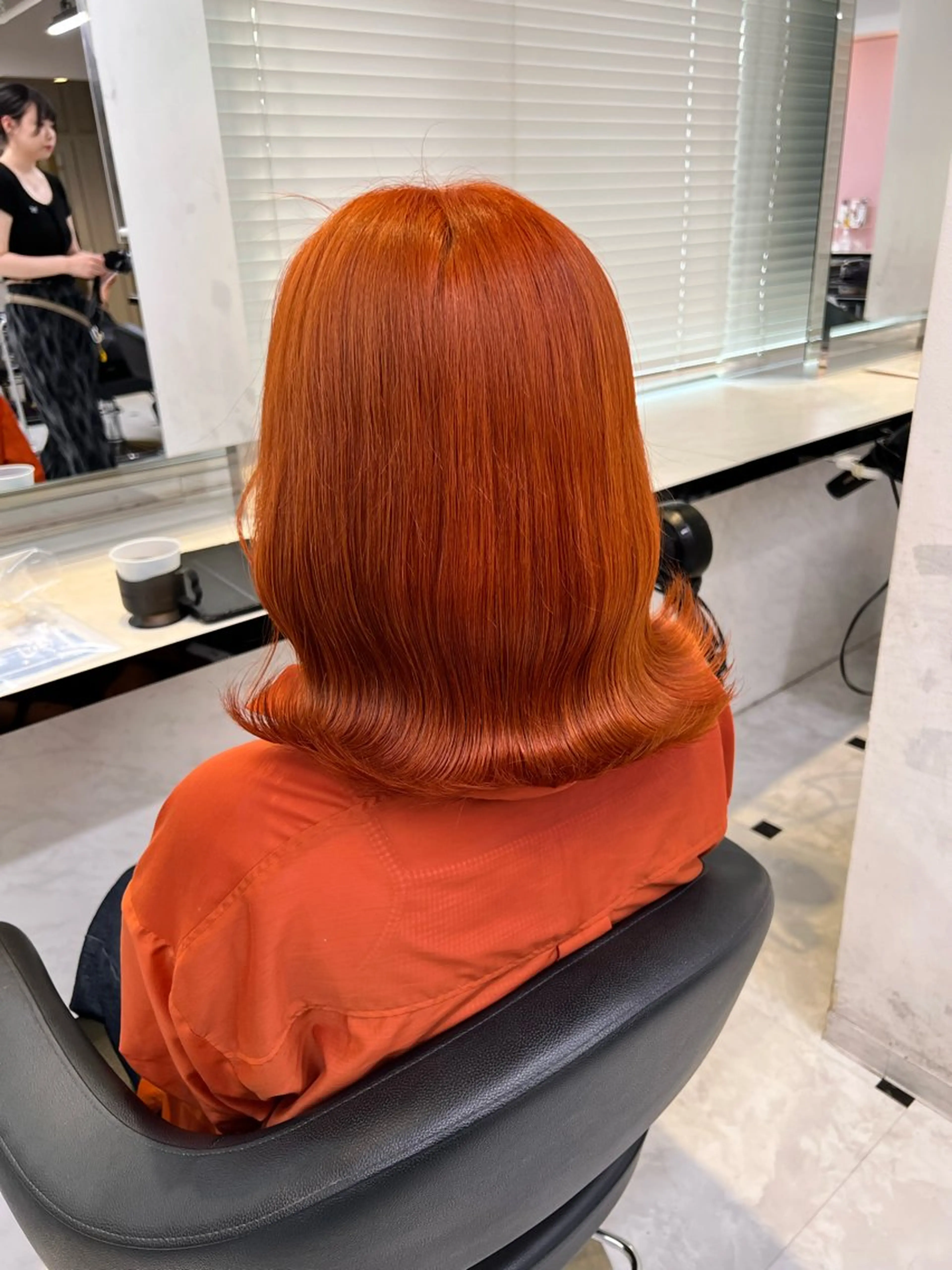 ミディアム カラー ヘアアレンジ オレンジ ヘアカラー トリートメント ヘッドスパ ヘアセット 💕上野美容師☁ ブリーチ💖サワのヘアスタイル
