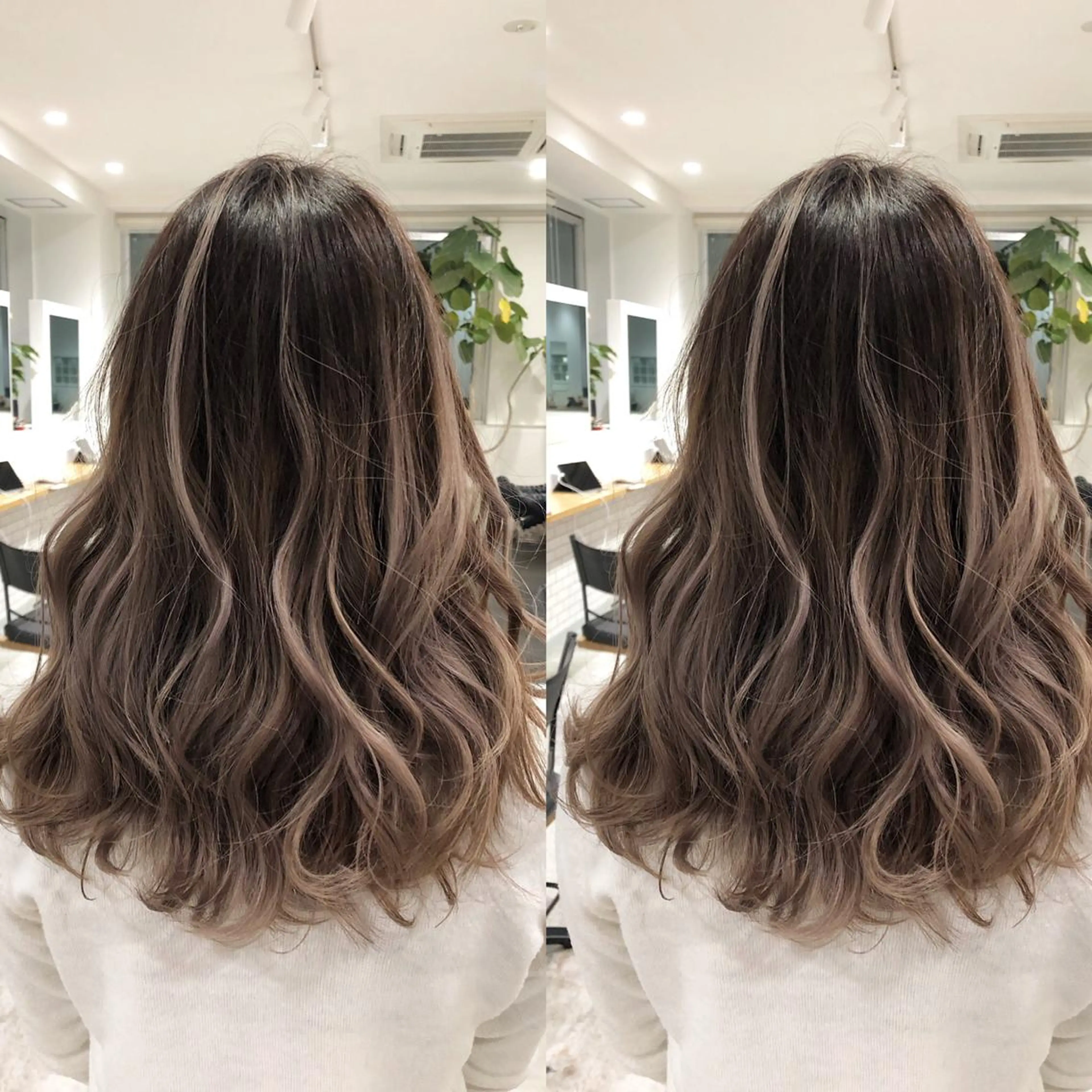 ミディアム カラー バレイヤージュ レイヤーカット ヘアカラー kalahair salon ブリーチのヘアスタイル