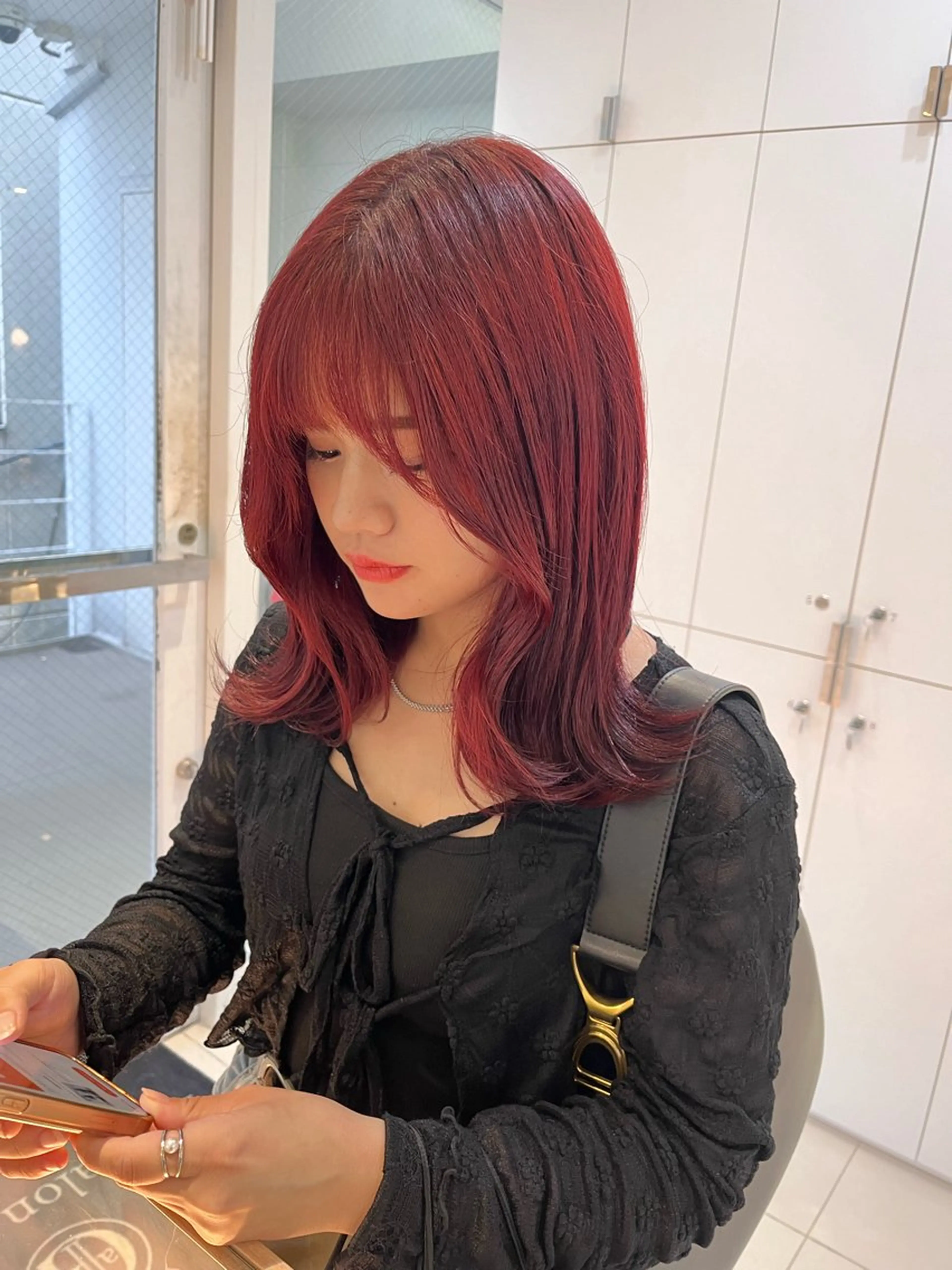 ミディアム ワイドバング ヘアカラー トリートメント ヘアセット 艶髪/暖色カラー/ ◎RUKI.のヘアスタイル
