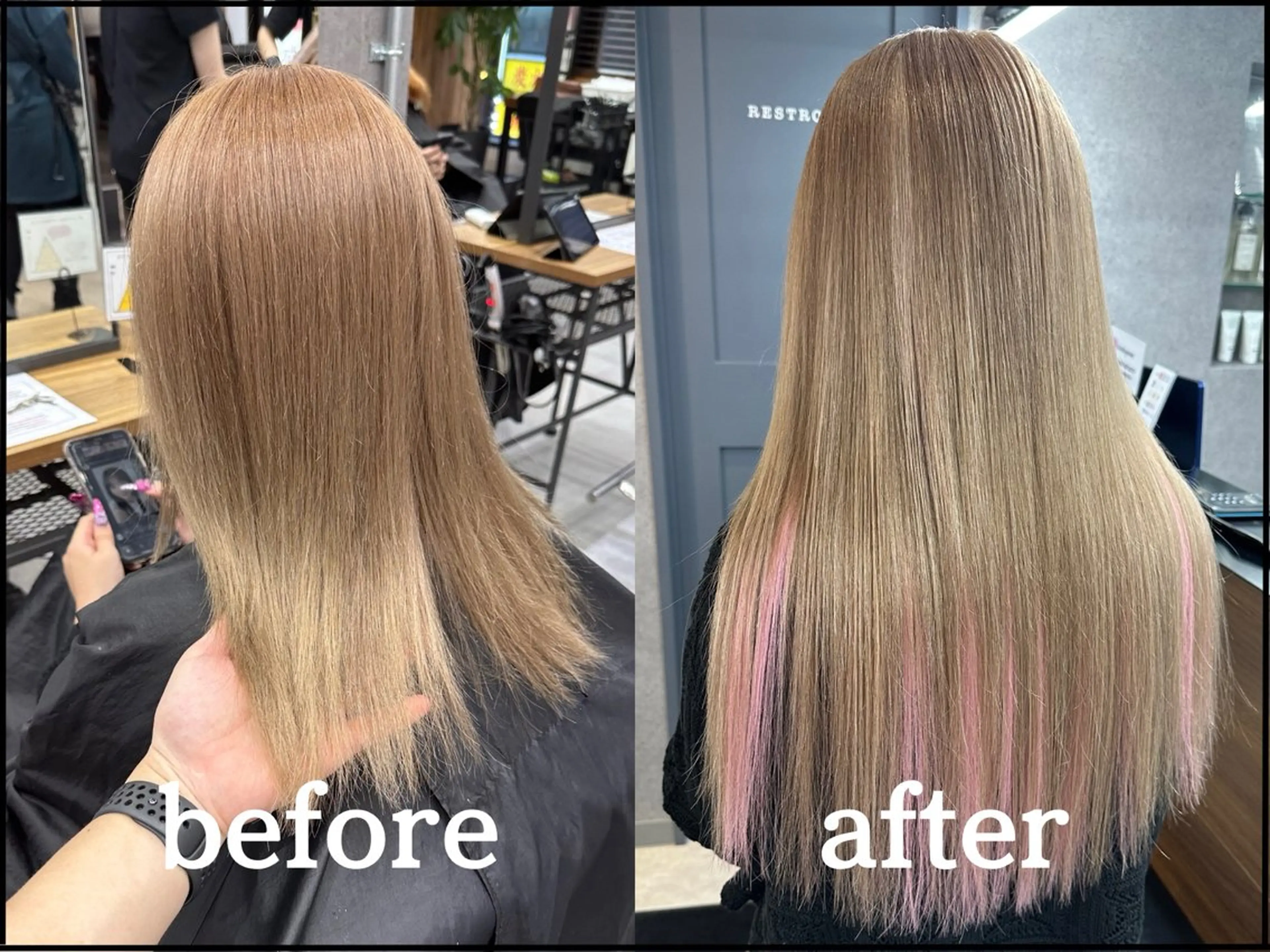 ロング カラー シールエクステ ベージュカラー エクステ ヘアカラー エクステ 池袋🧡ダブルカラー /馴染ませエクステのヘアスタイル