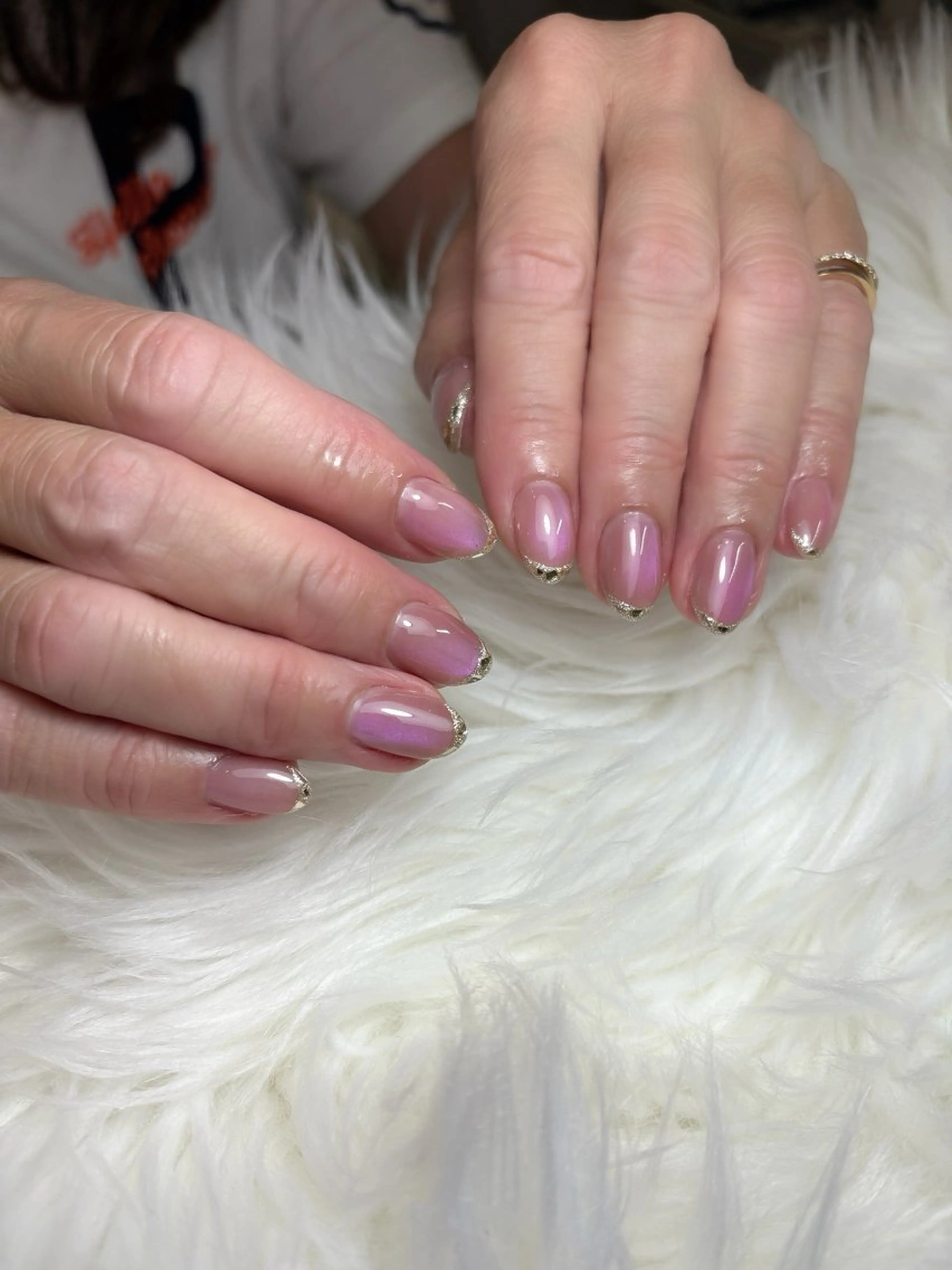 ネイル フレンチネイル ガラスフレンチ マグネットネイル ピンク ハンドネイル Nail ameria megu所属・ameria meguのネイルデザイン