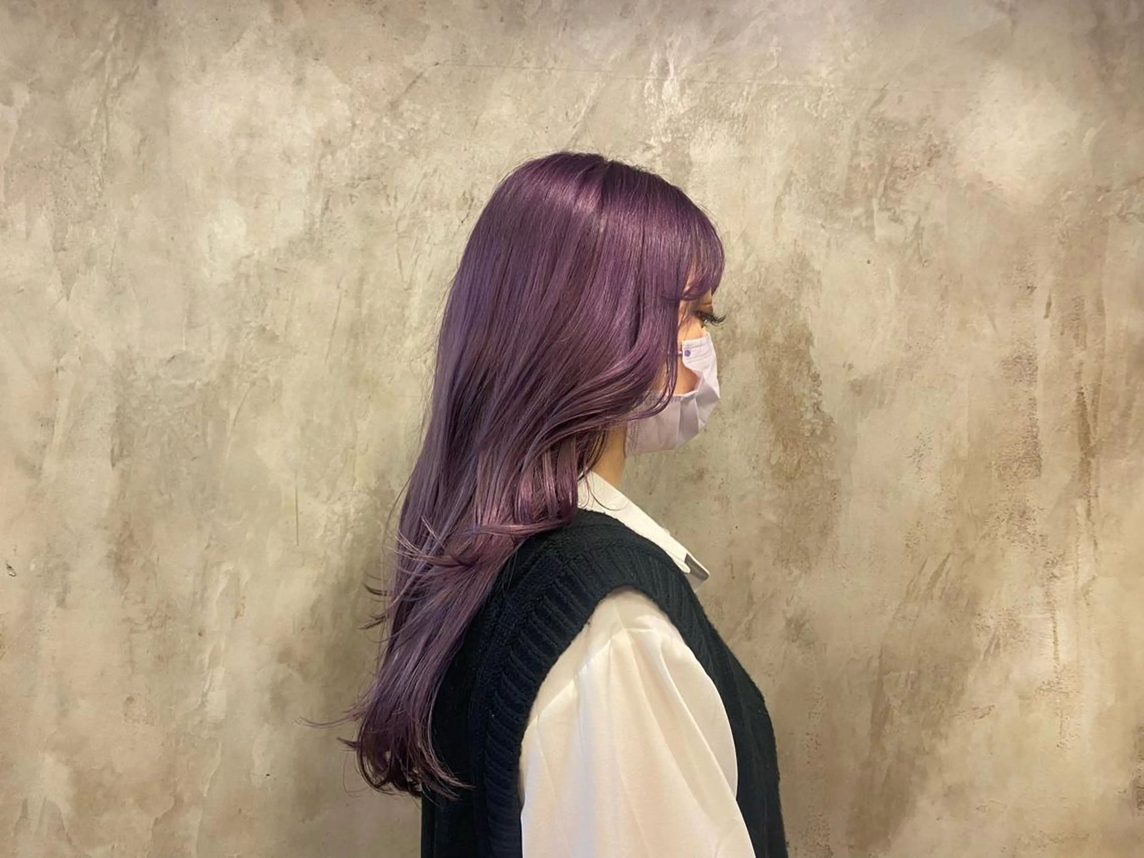 ロング カラー パープルカラー mauve所属・韓国スタイル レイヤーカットのヘアスタイル