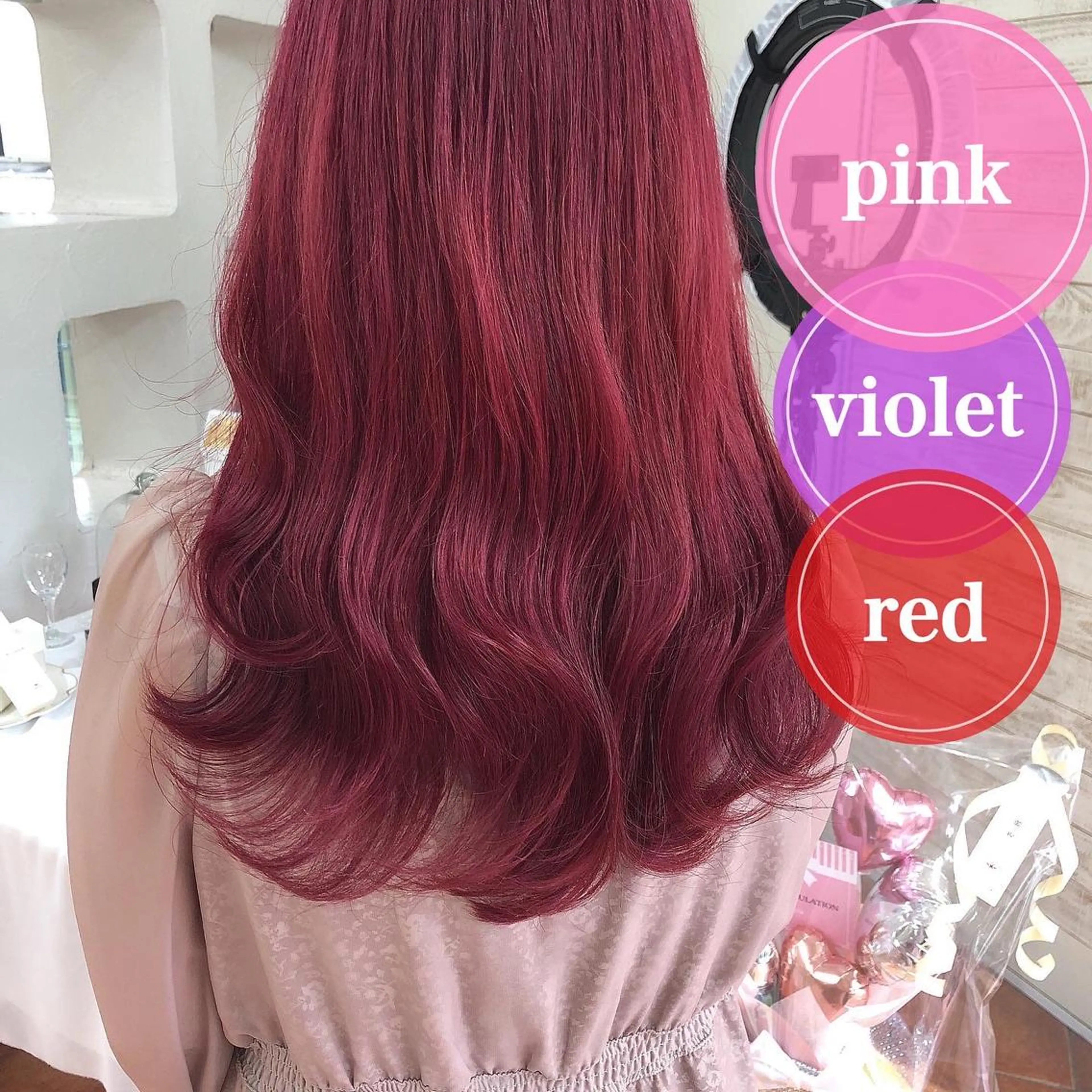ロング カラー ブリーチなしピンク 吉村のヘアスタイル