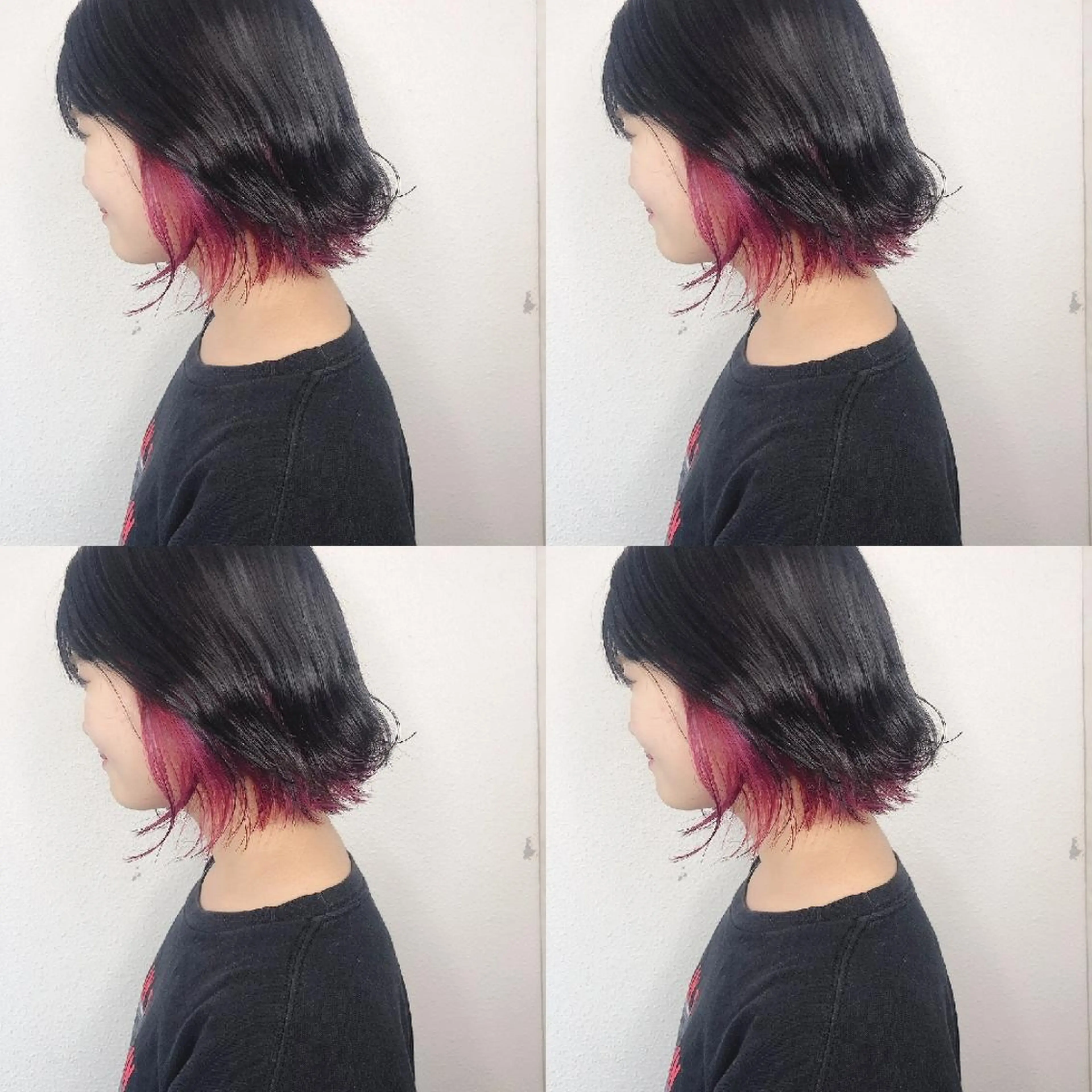 ミディアム カラー ヘアアレンジ インナーカラー ピンクカラー 竹内啓太 ボブのヘアスタイル