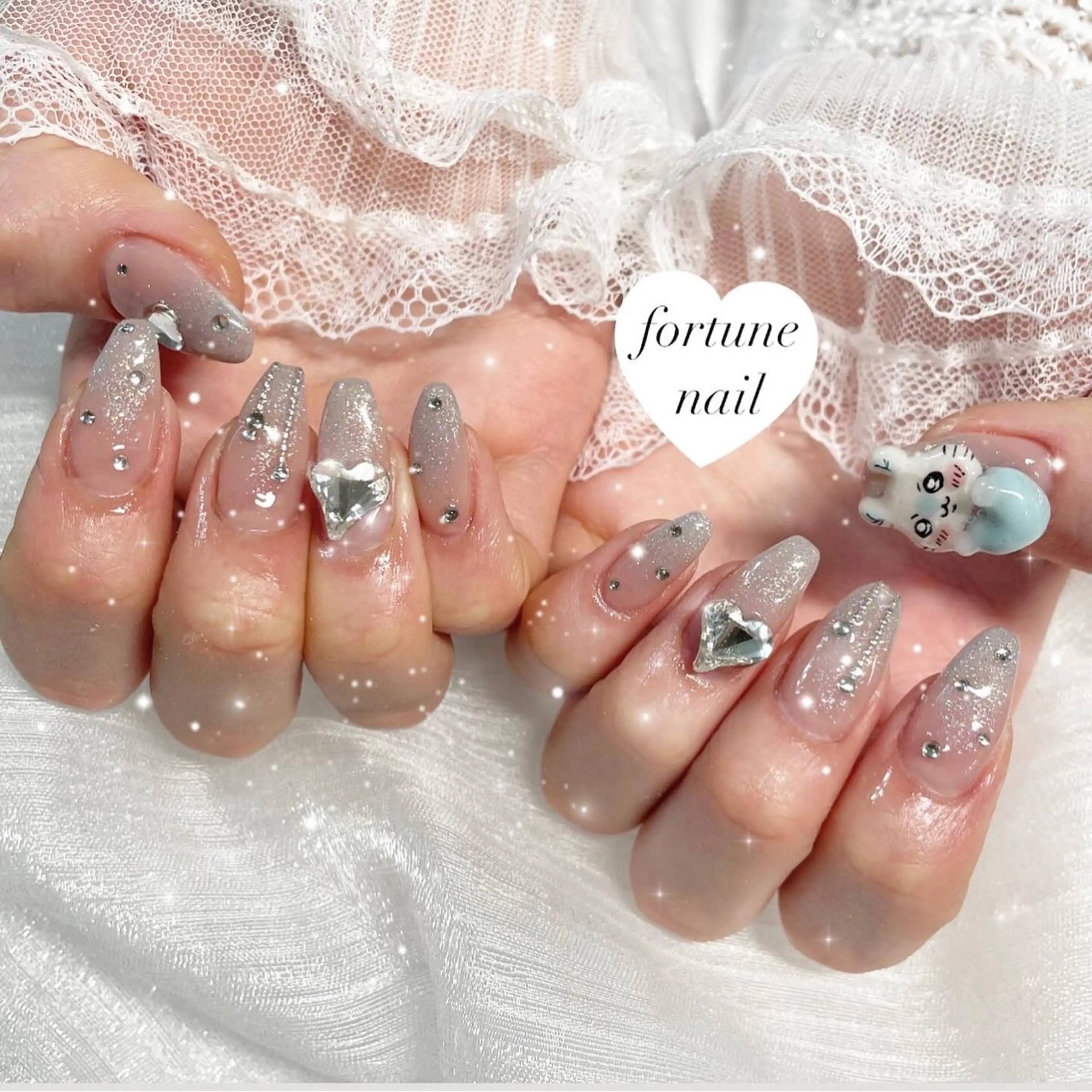 ネイル ガーリー ハート ワンホンネイル 💎saori 💎のネイルデザイン
