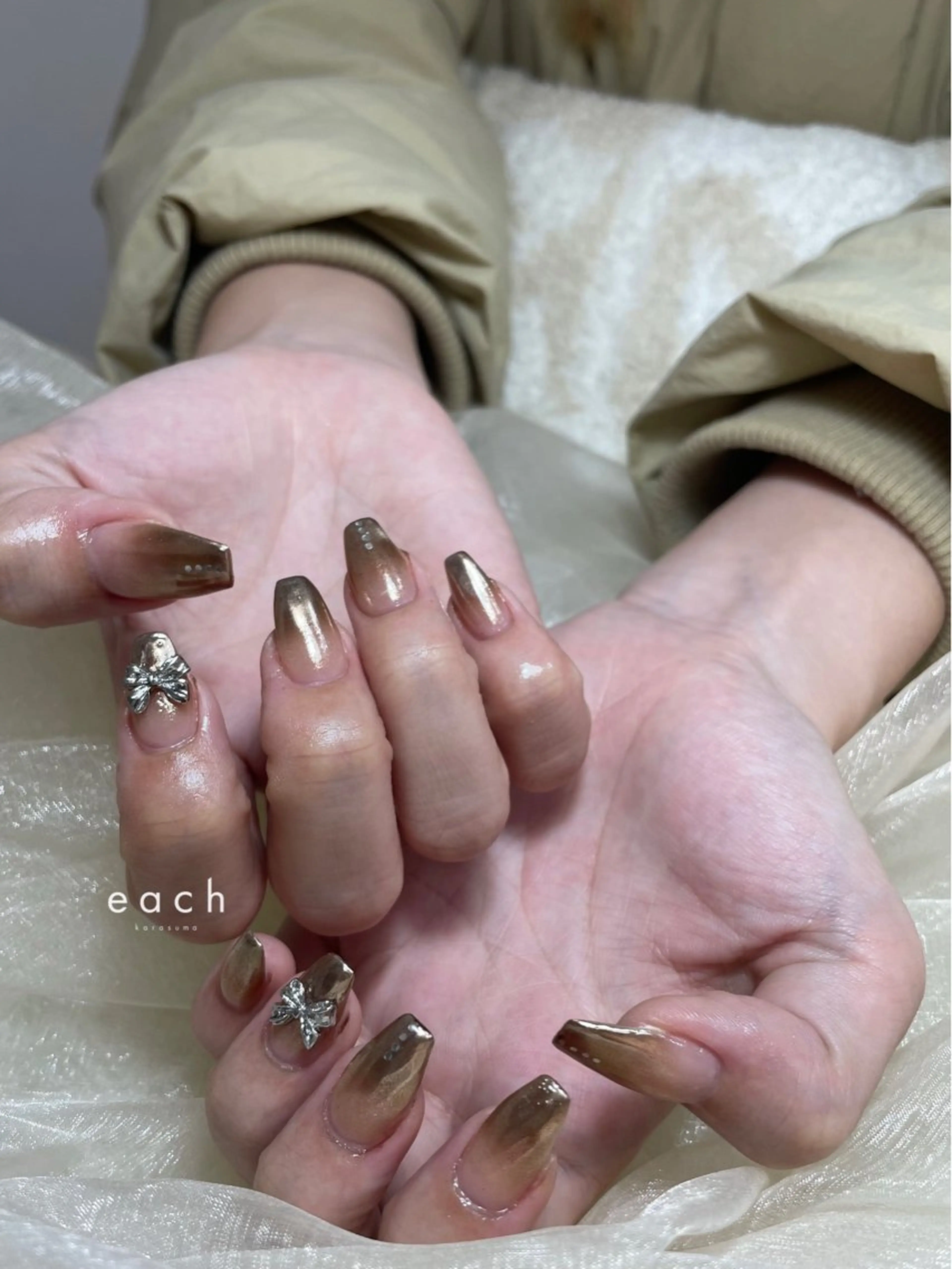 ネイル ブラウン ハンドネイル each lucaのネイルデザイン
