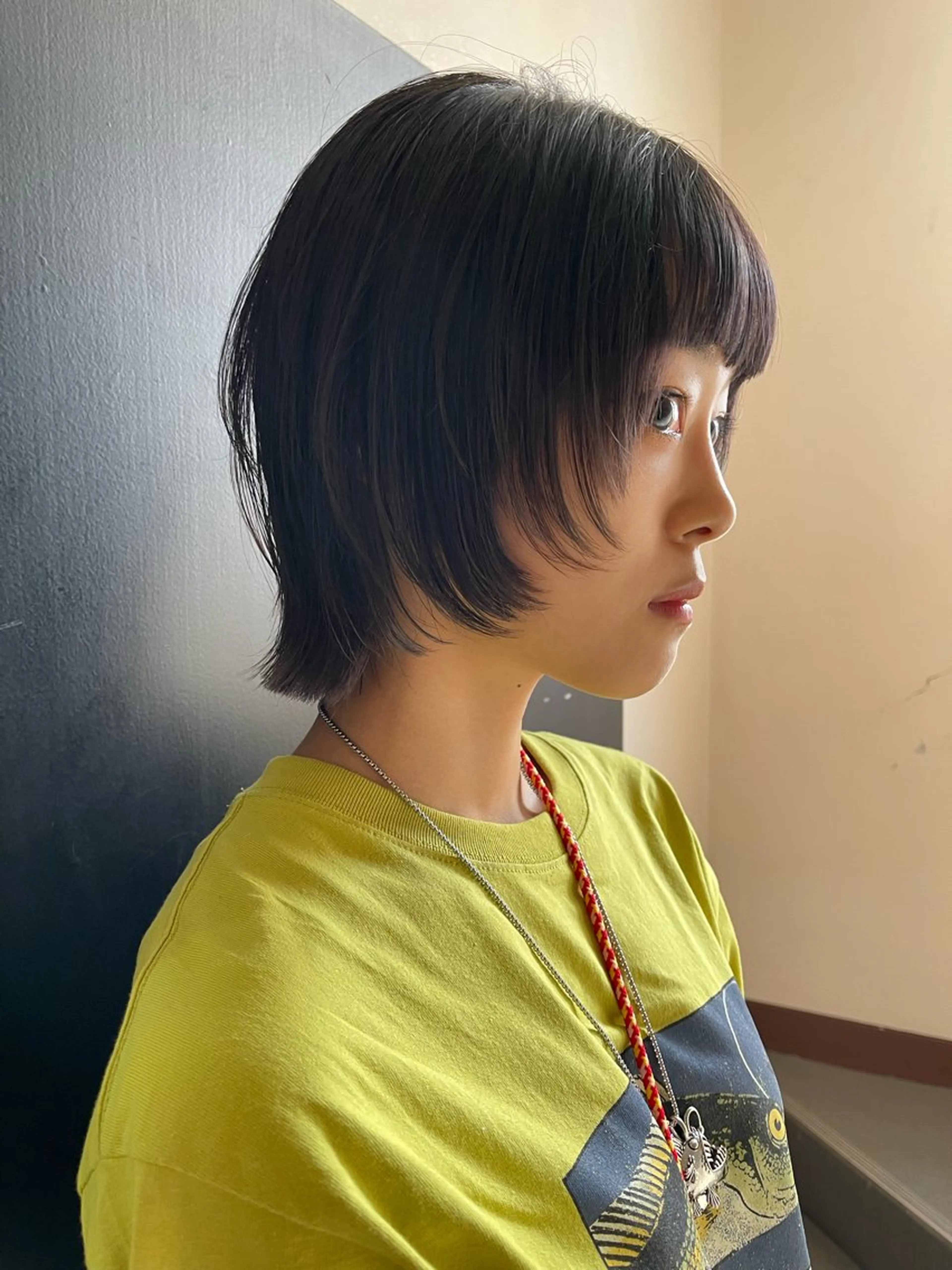 ミディアム 顔周りカット カット ヘアカラー トリートメント ヘアセット 安部佑哉/ハイトーン /レイヤーボブのヘアスタイル