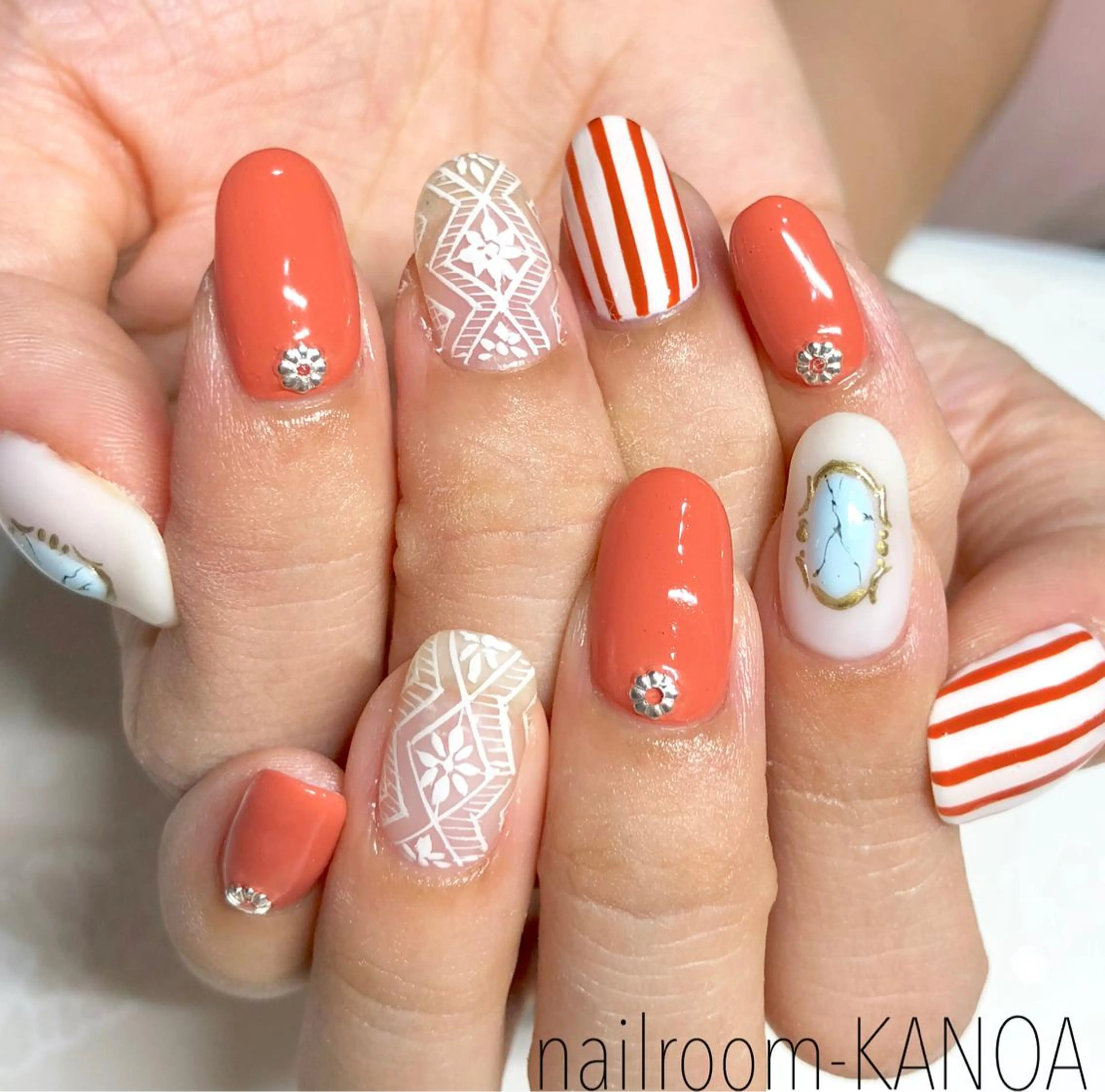 ミディアム ネイル 夏ネイル nailroom- KANOAのネイルデザイン