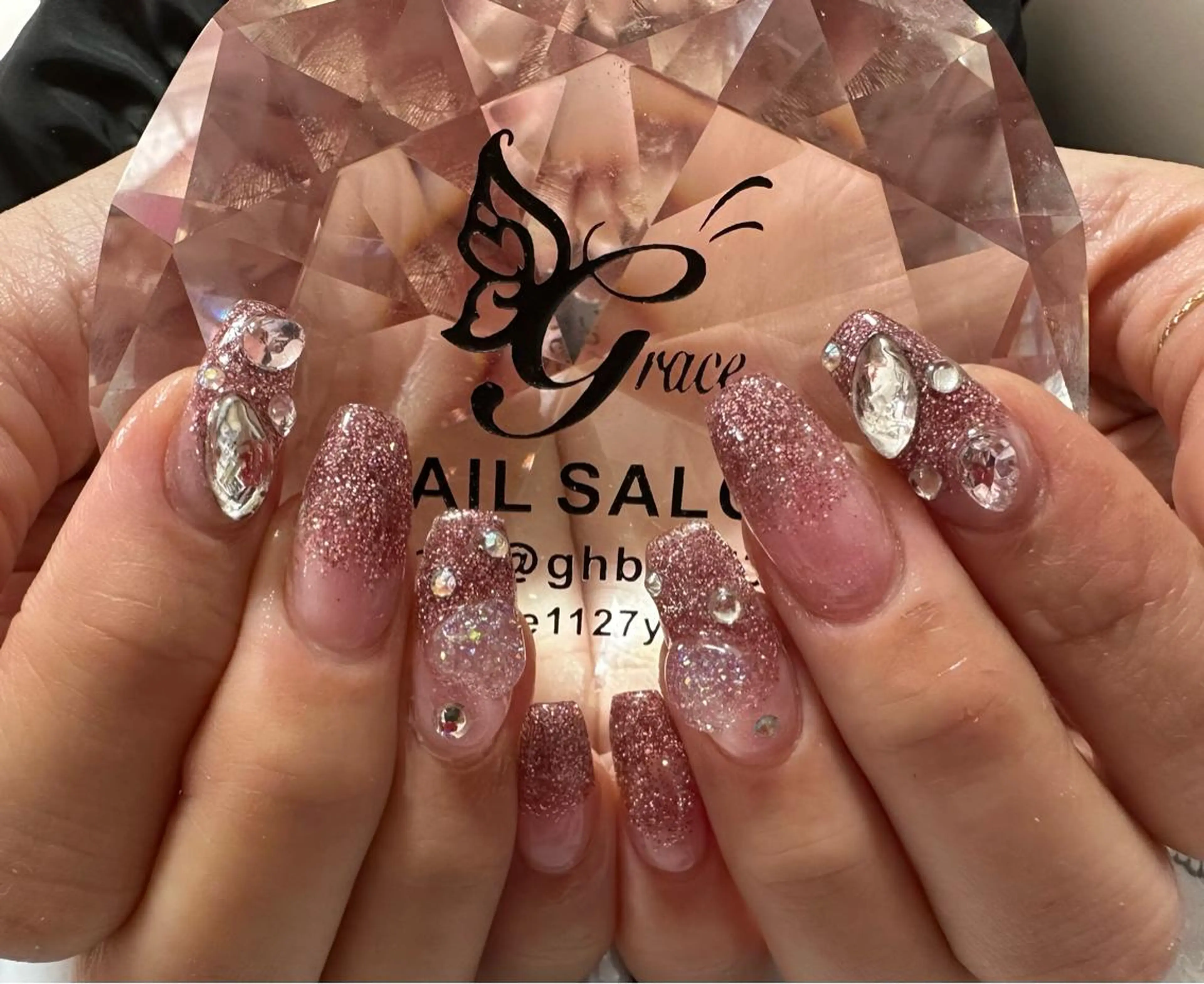 ロング ネイル ジェルネイル ラメ(グリッター) ラメグラデーション grace グレースのネイルデザイン