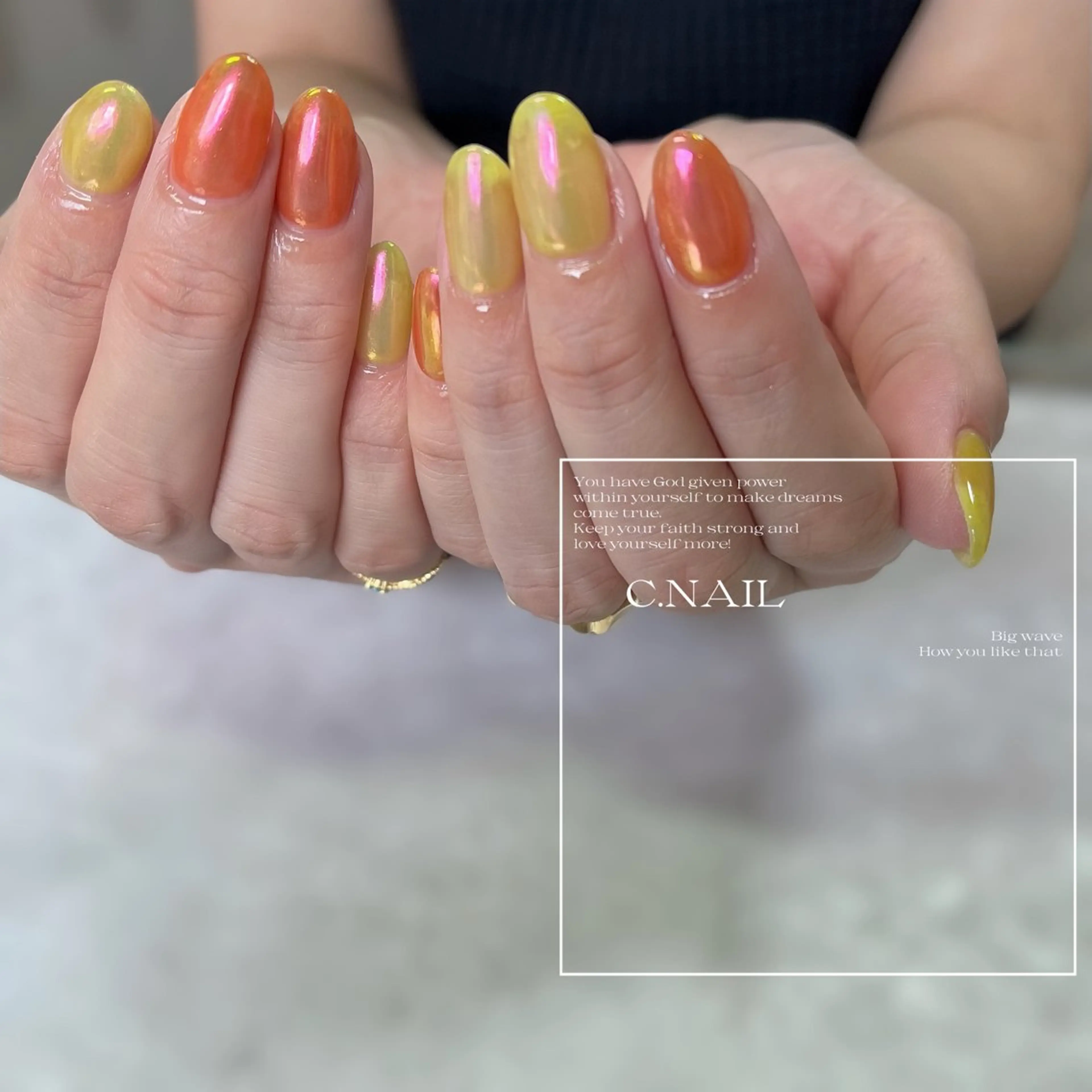 ネイル フットネイル グラデーション グリーン ハート マグネットネイル C.Nail &Eye筑紫駅のネイルデザイン