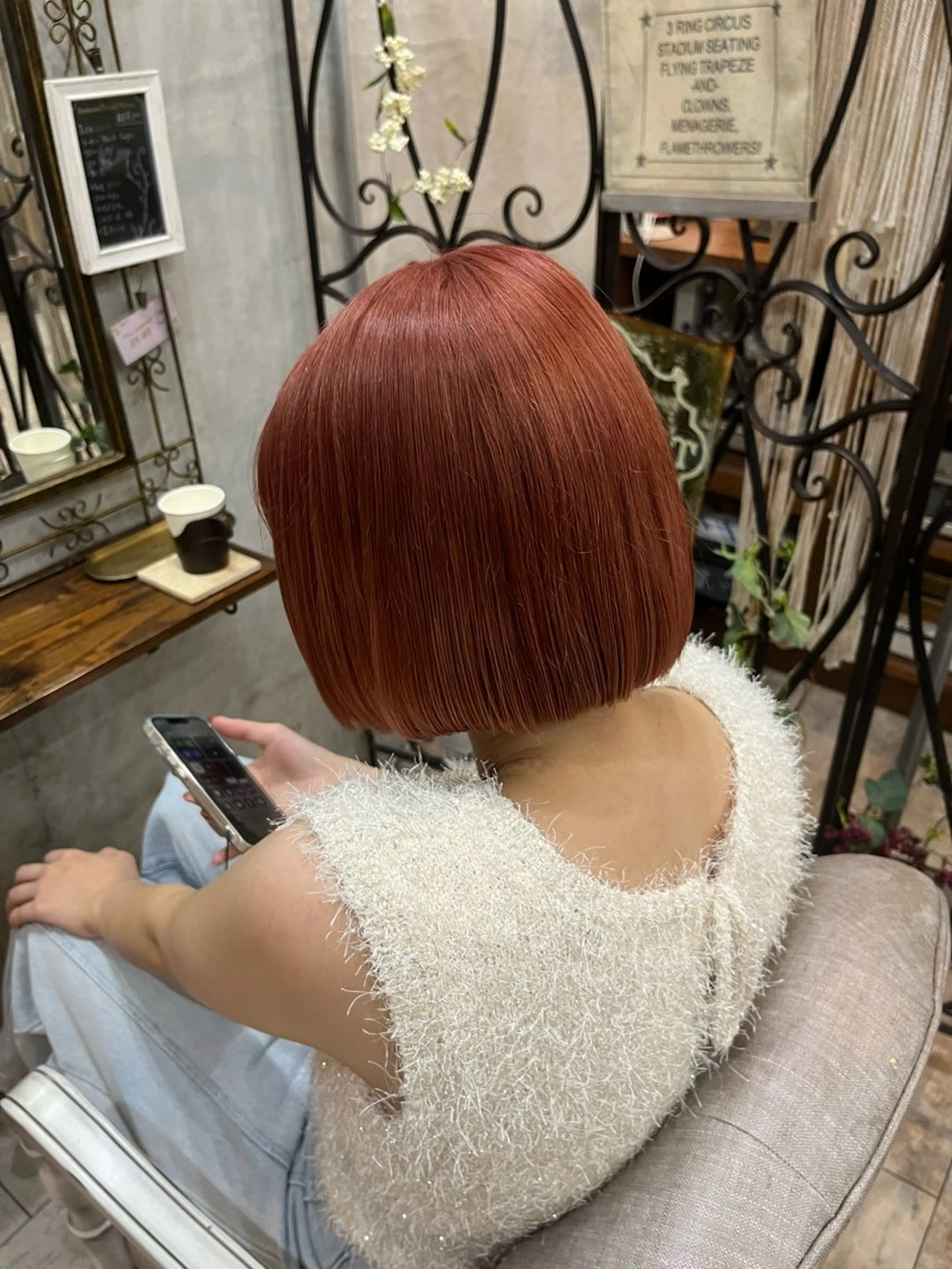 ミディアム カラー カット ヘアカラー トリートメント 艶髪/ハイトーン/ ヘアセット/モエノのヘアスタイル