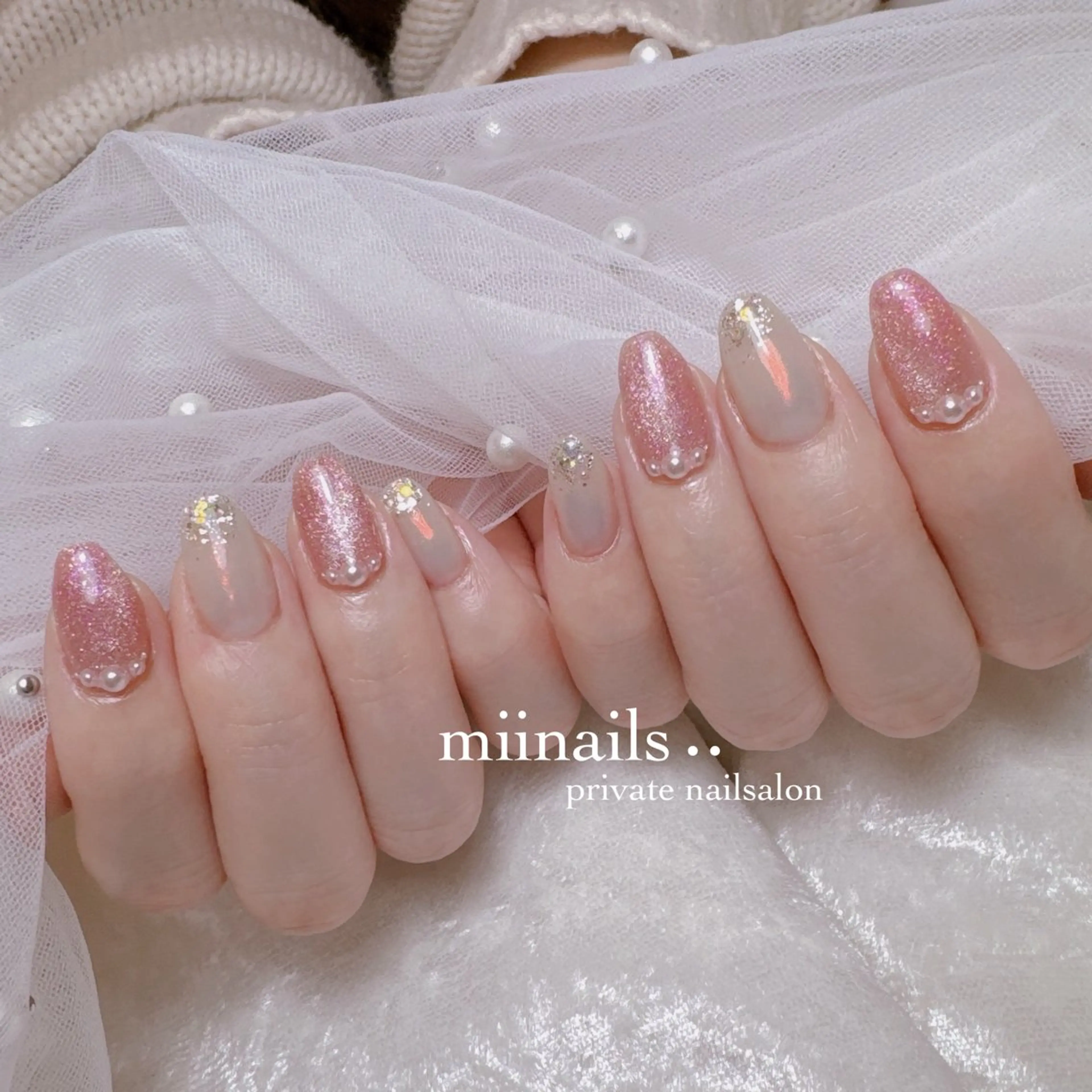 ネイル 韓国ネイル マグネットネイル ワンホンネイル ハンドネイル nailsalon miinailsのネイルデザイン
