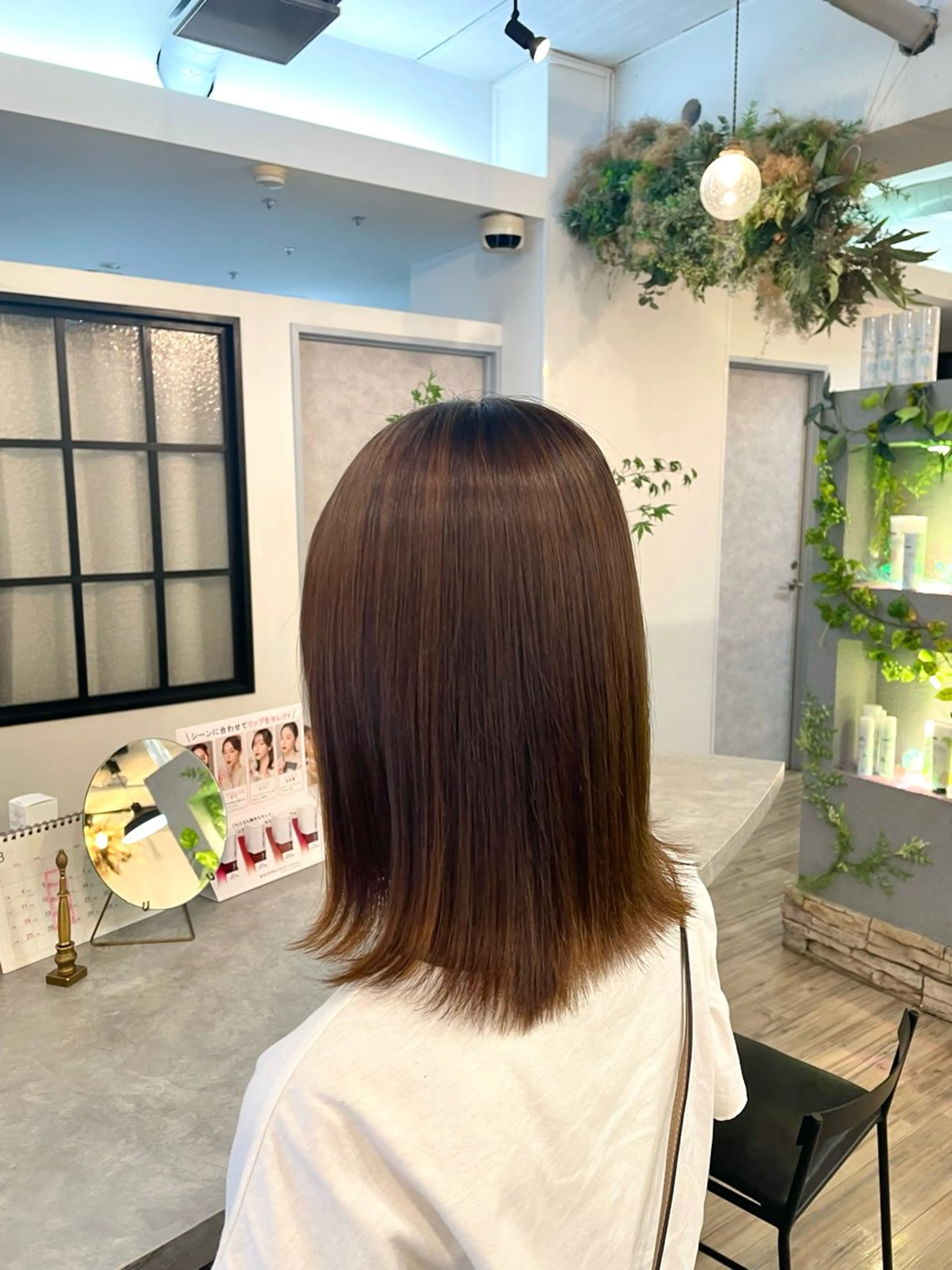 ミディアム カラー パーマ 縮毛矯正 VISAGE ba.sk 金子詩帆のヘアスタイル