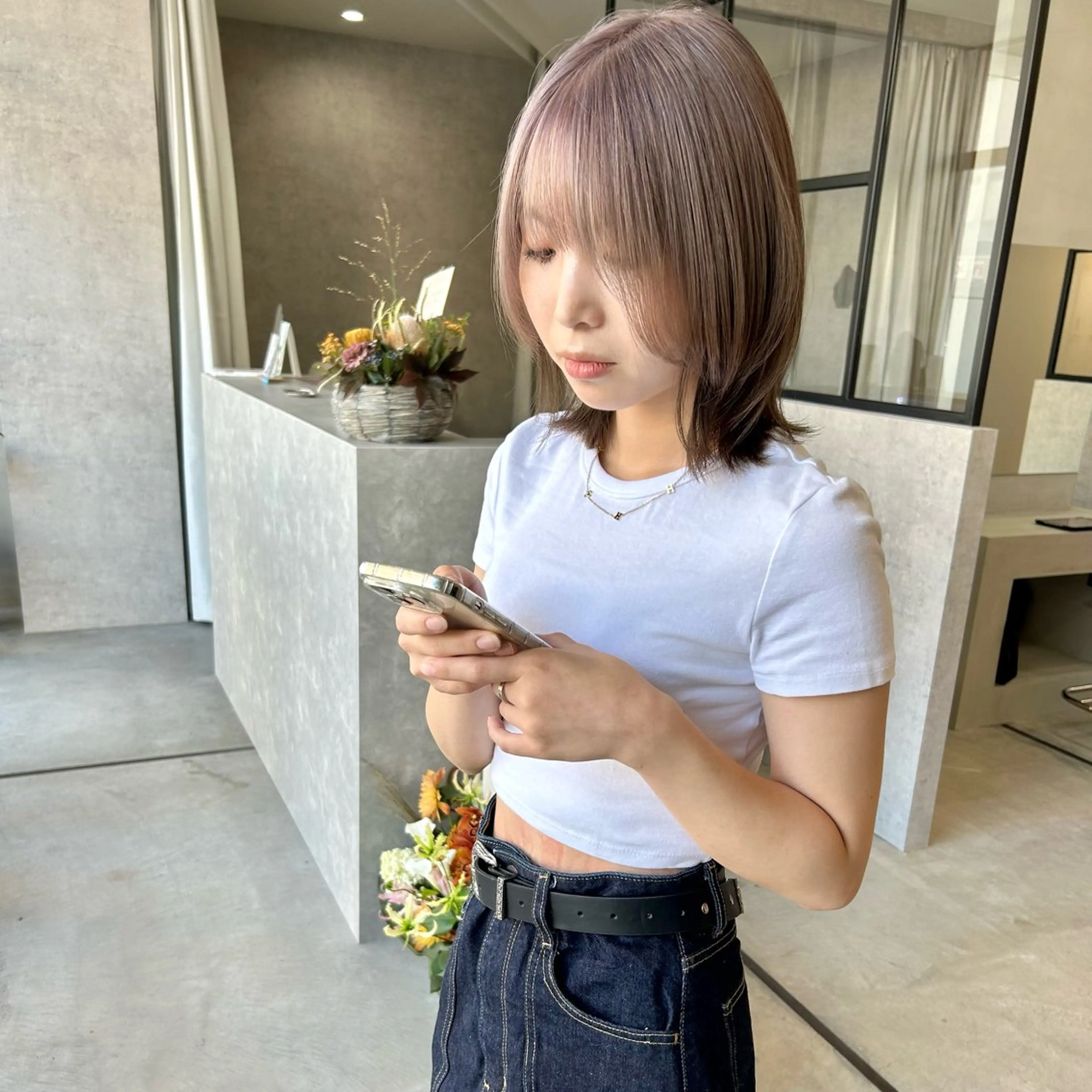 ミディアム カラー ヘアカラー トリートメント mood tatemachiのヘアスタイル