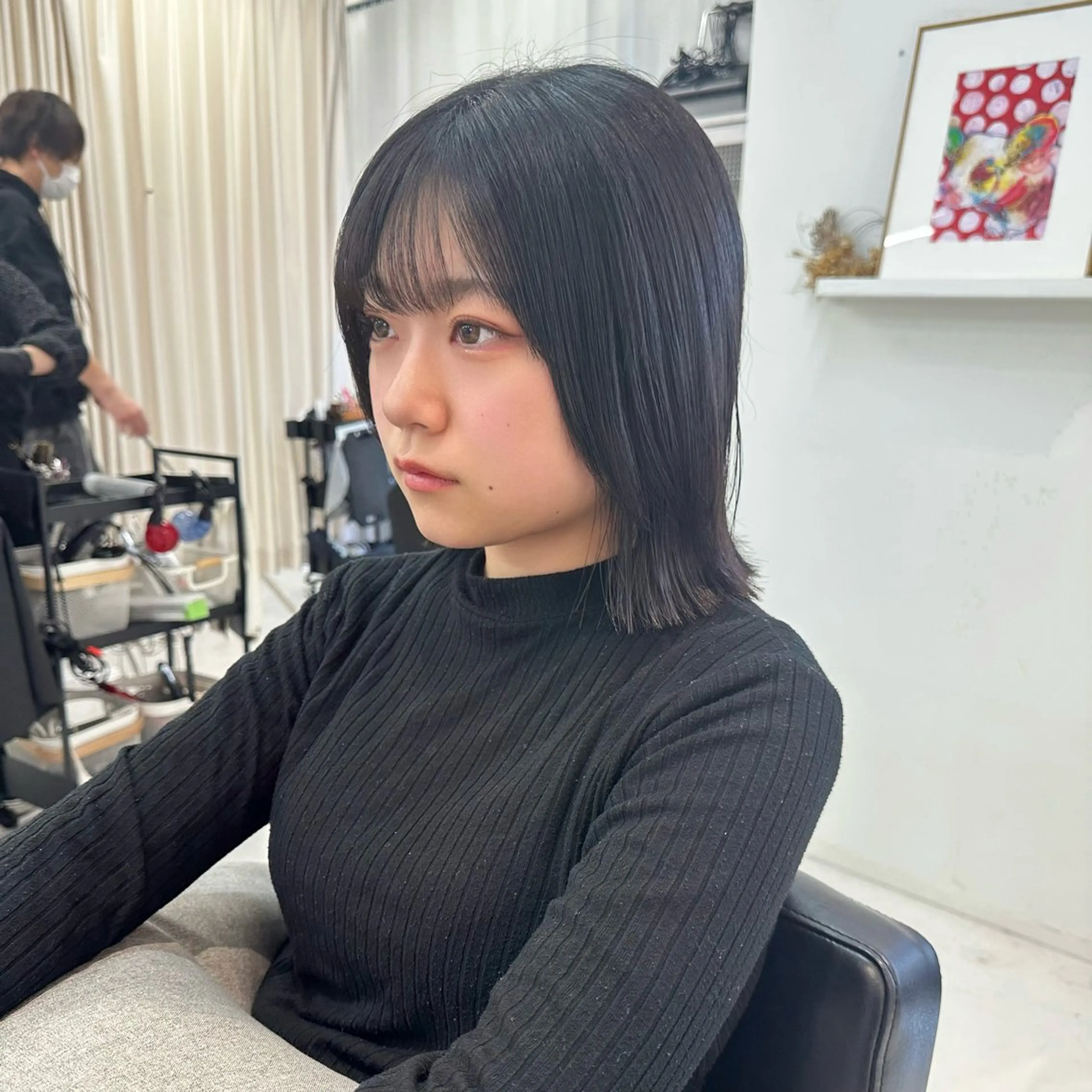ミディアム 顔周りカット レイヤーカット 外ハネヘア 山崎 結菜LEV.のヘアスタイル