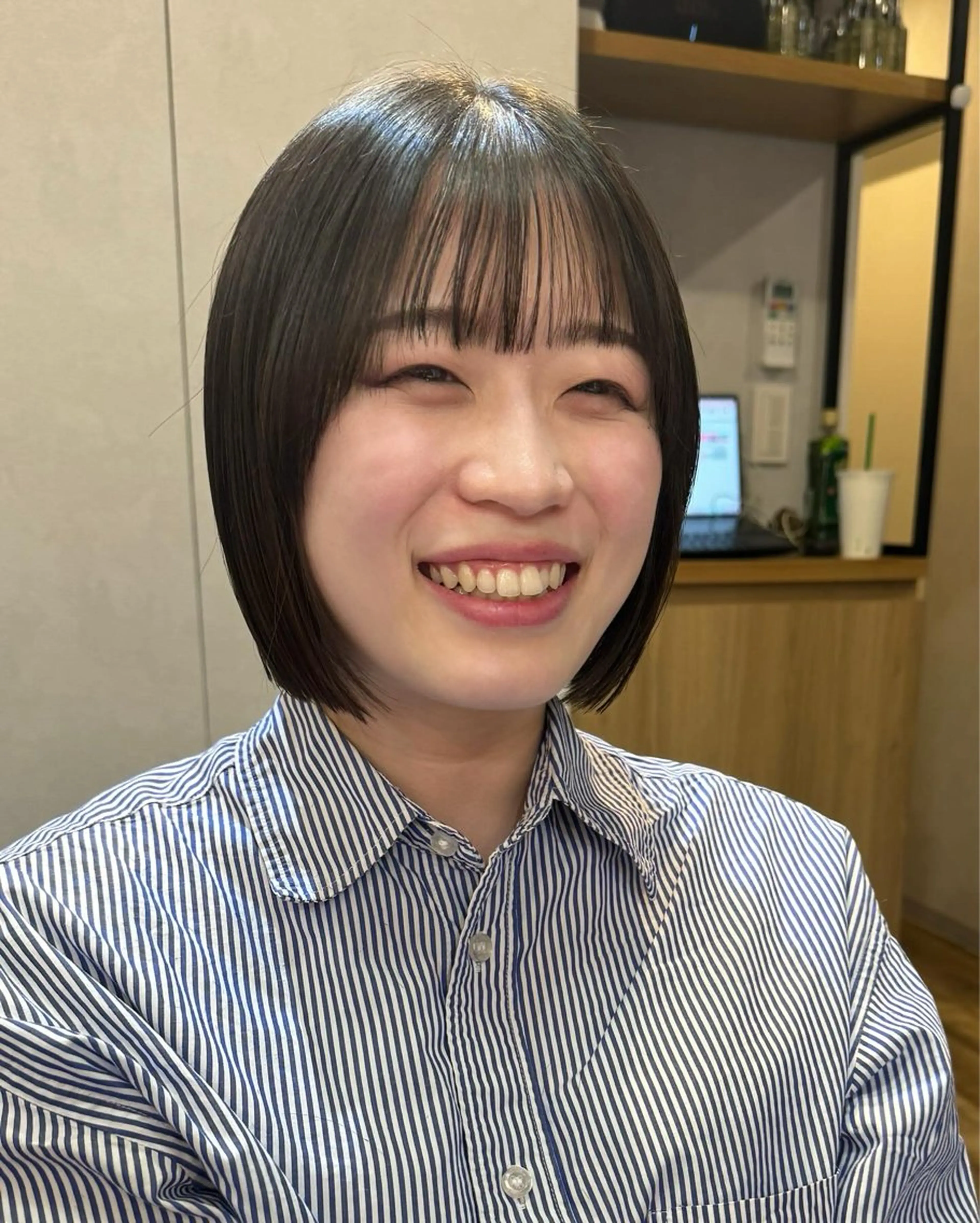 ミディアム ボブ 髪質改善 縮毛矯正 エクステ/髪質改善 艶カラー/hiraiのヘアスタイル