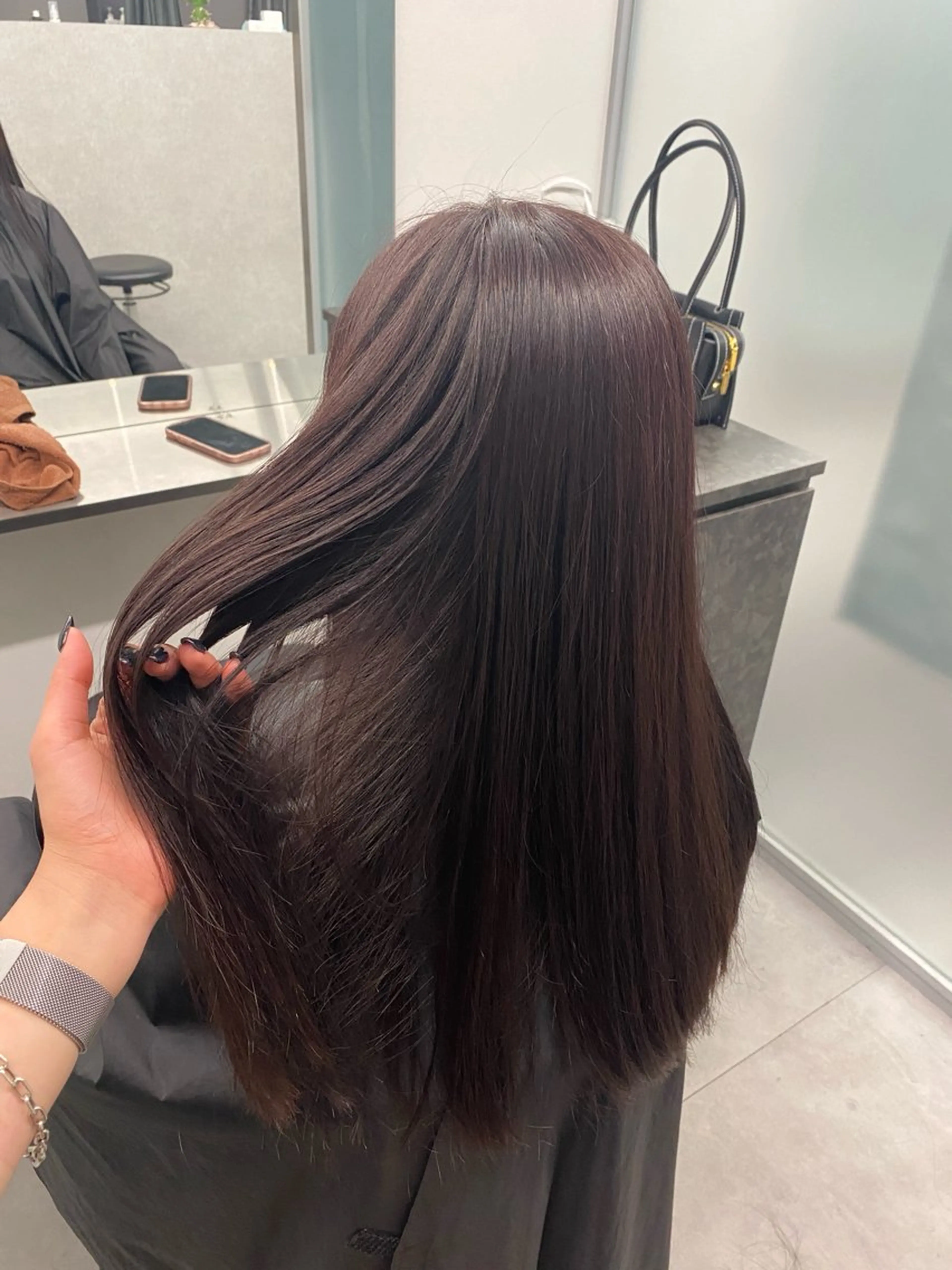 セミロング カラー ブラウンカラー ピンクカラー ピンクブラウン 韓国風ヘア トレンド大人韓国風 shinoのヘアスタイル