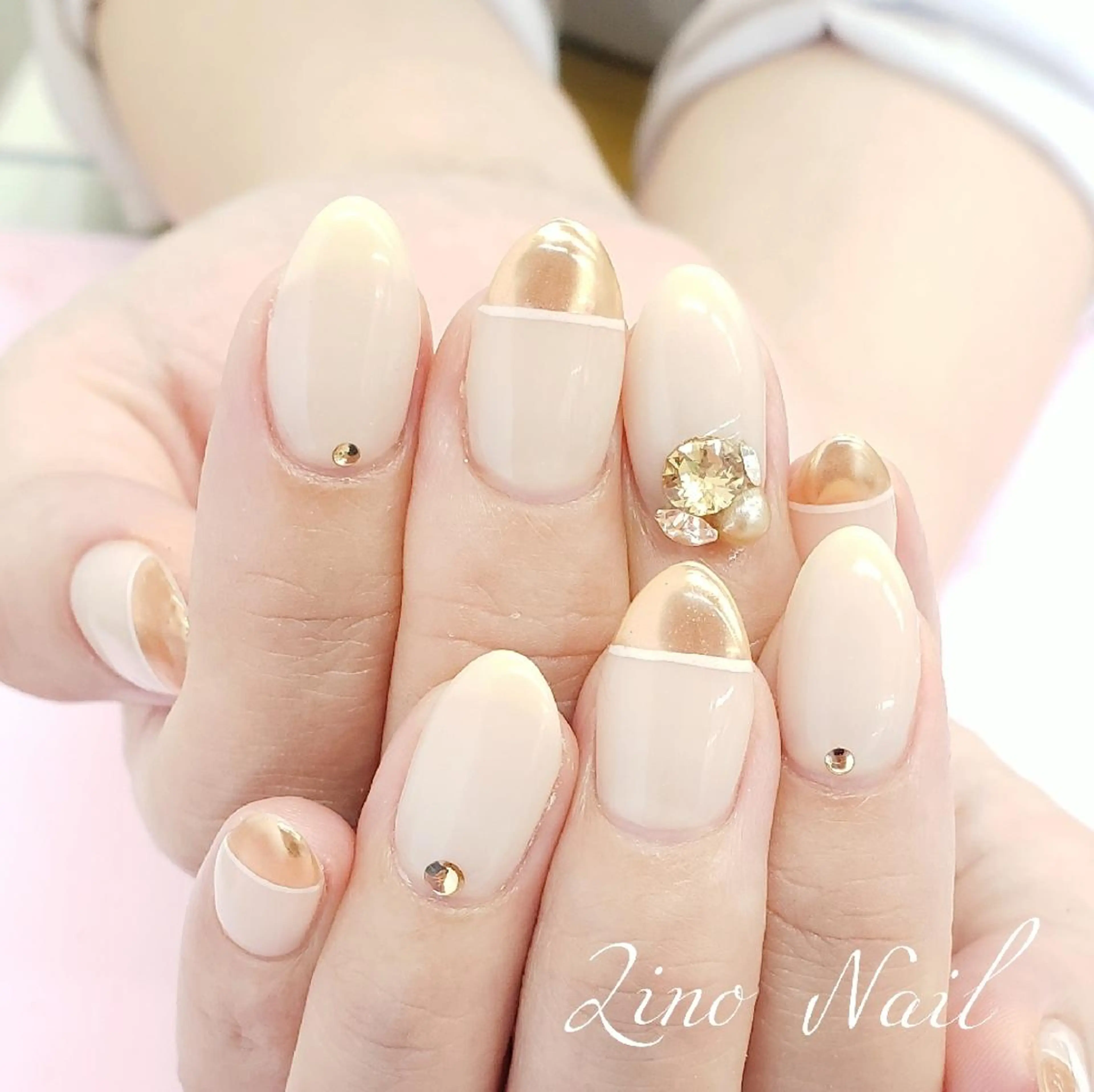 ネイル フレンチネイル ジェルネイル キラキラネイル ミラーネイル パラジェル Lino Nailのネイルデザイン